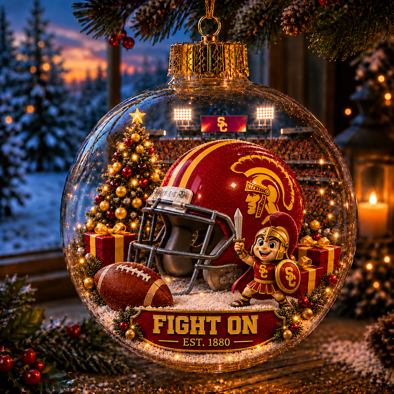 🏈🎄 Light-Up College Football Christmas Ornament