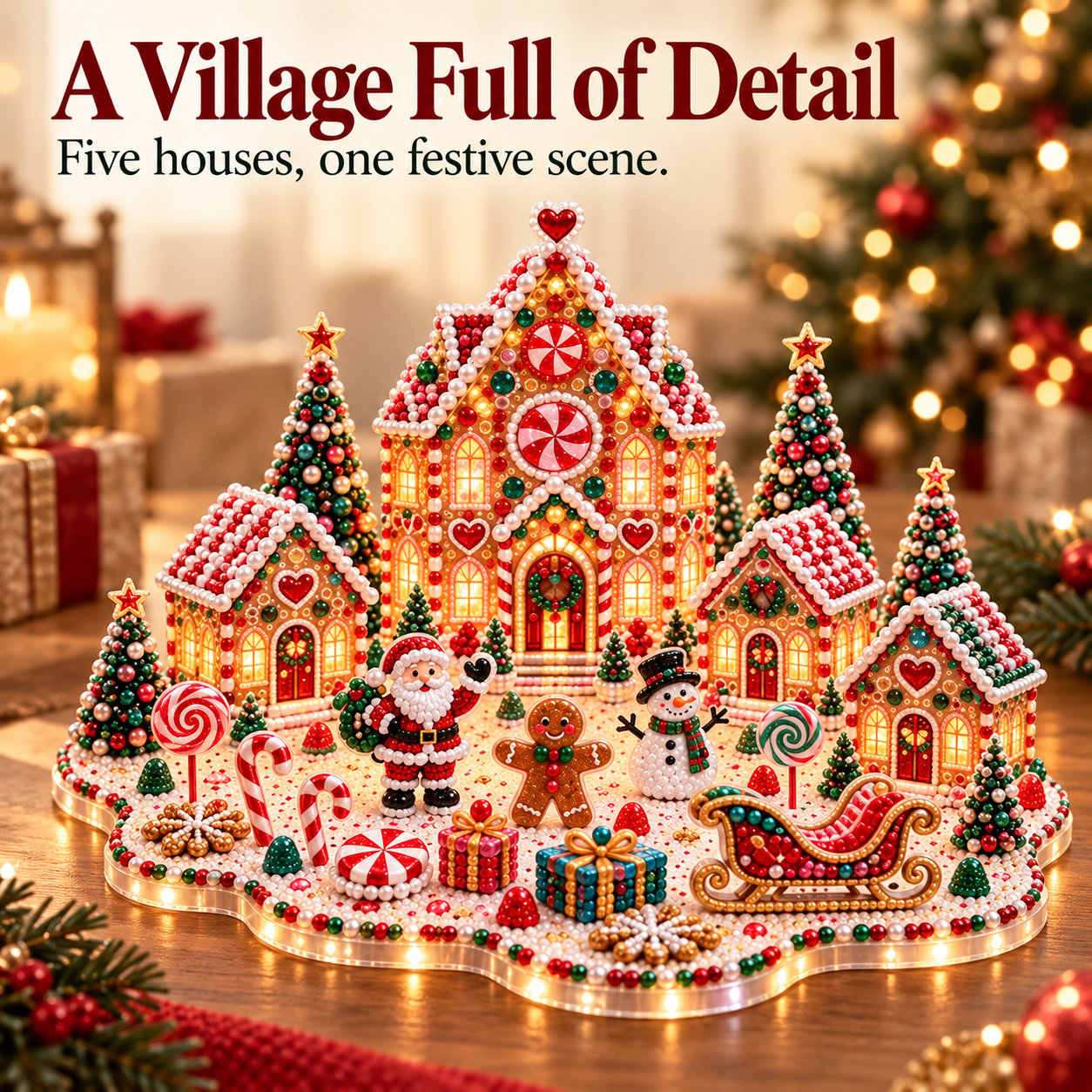 🎁 Last Day 70% OFF –Magical Christmas Village – DIY Rhinestone Set for Festive Table Decor