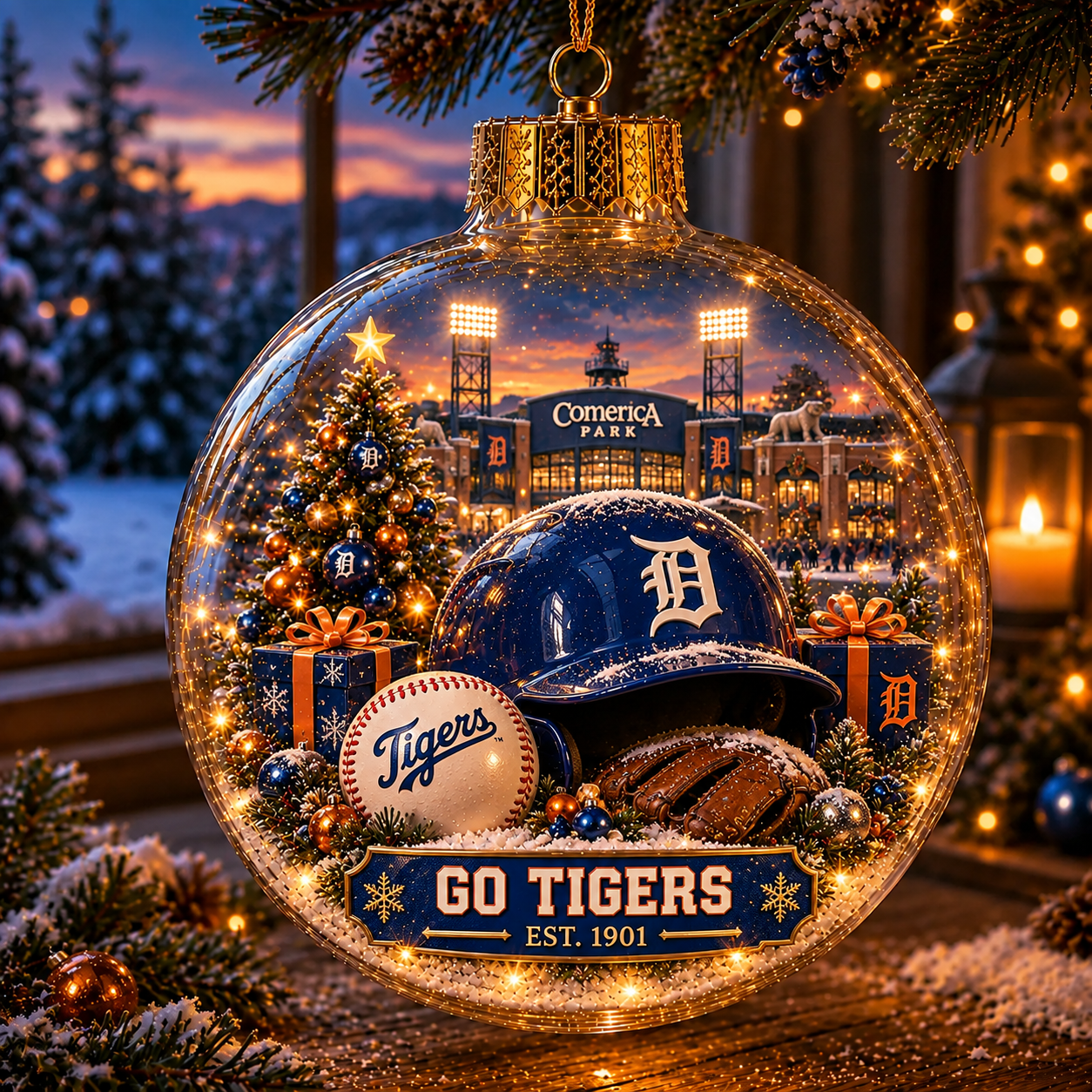 ⚾🎄 Bring the Ballpark Home — Light-Up Baseball Christmas Diorama Ornament