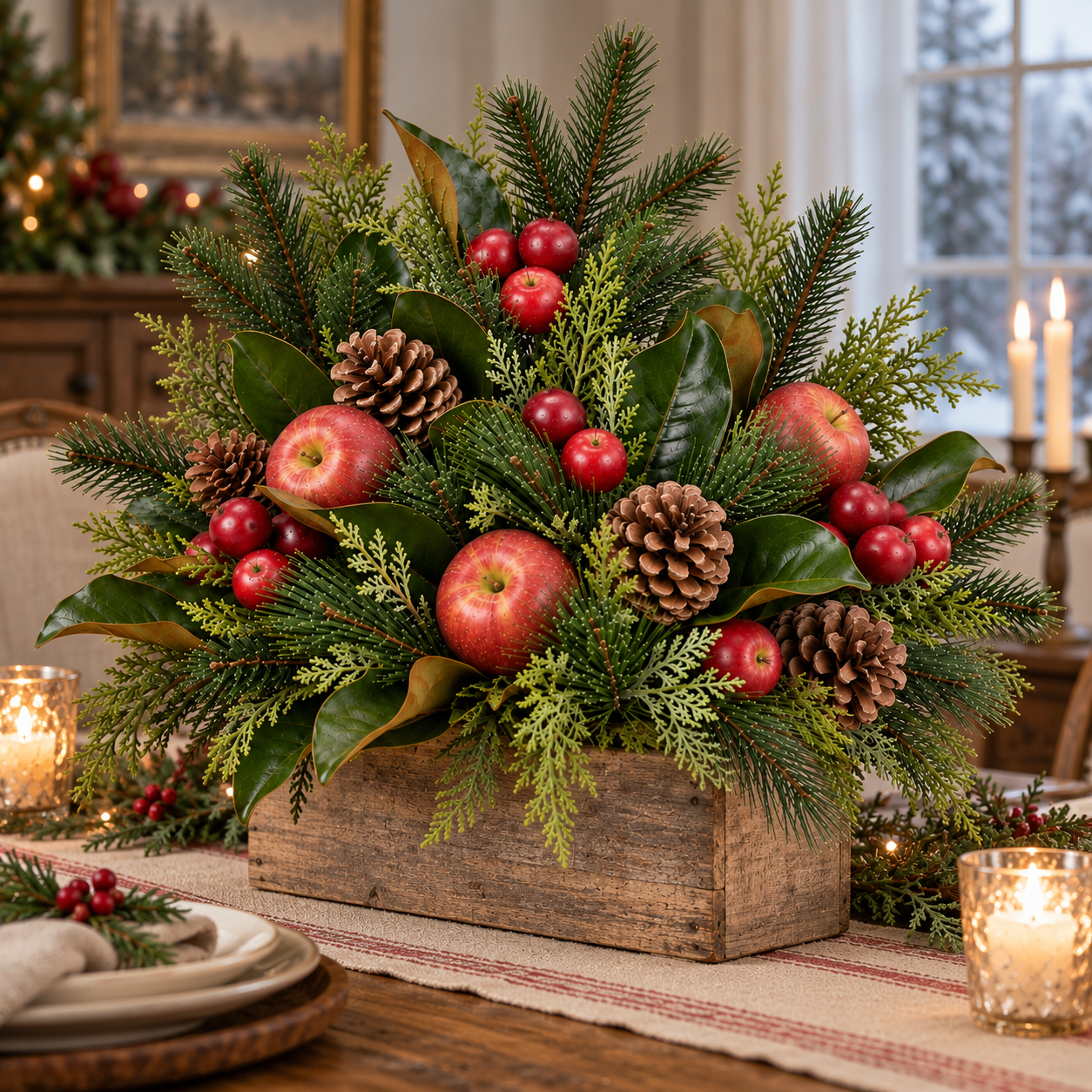 3-Pack Vintage Woodland Apple Christmas Picks