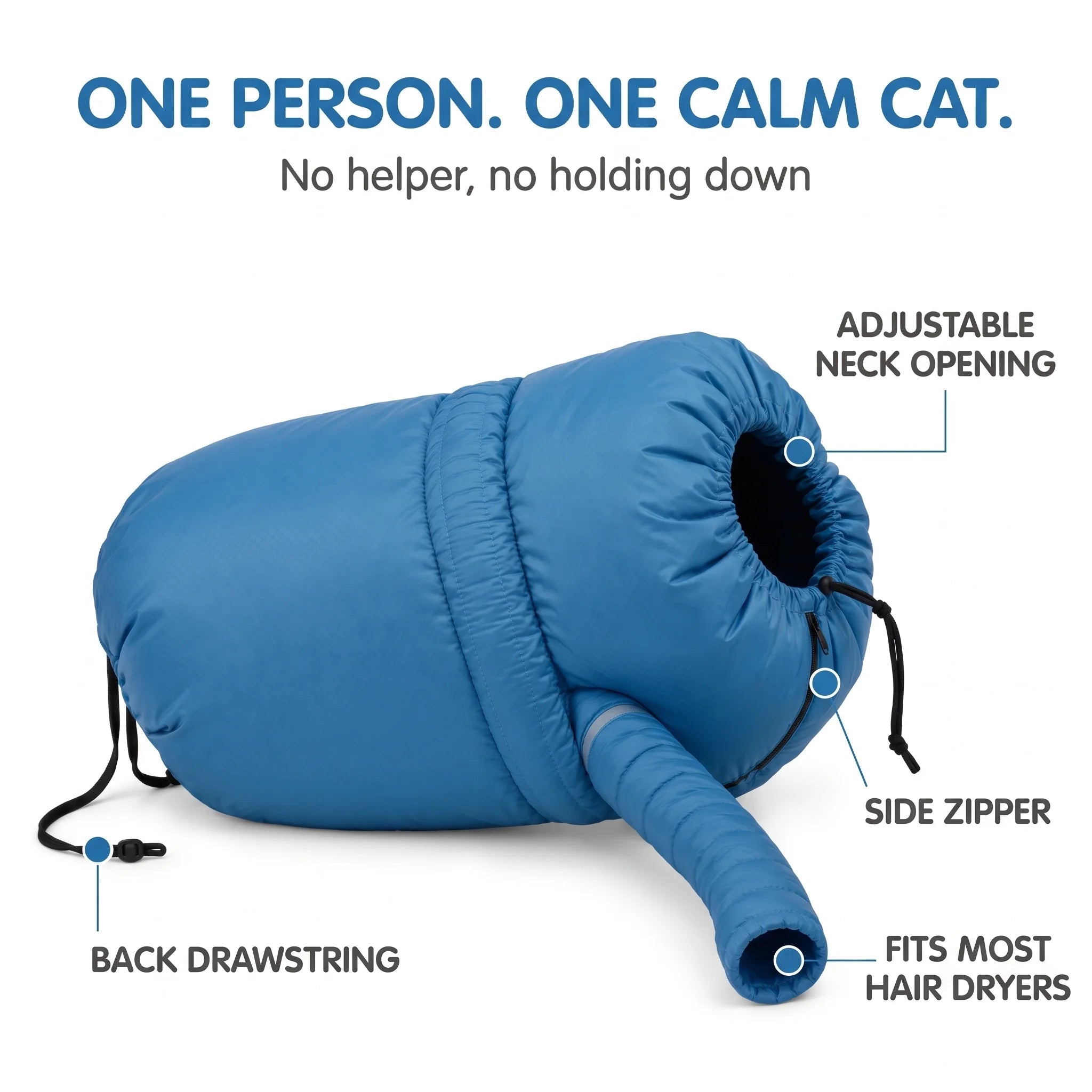 🐶🐱 Pet Drying Bag – Cozy & Secure Grooming Bag for Cats & Dogs, Easier Bath & Blow Drying 🛁💨