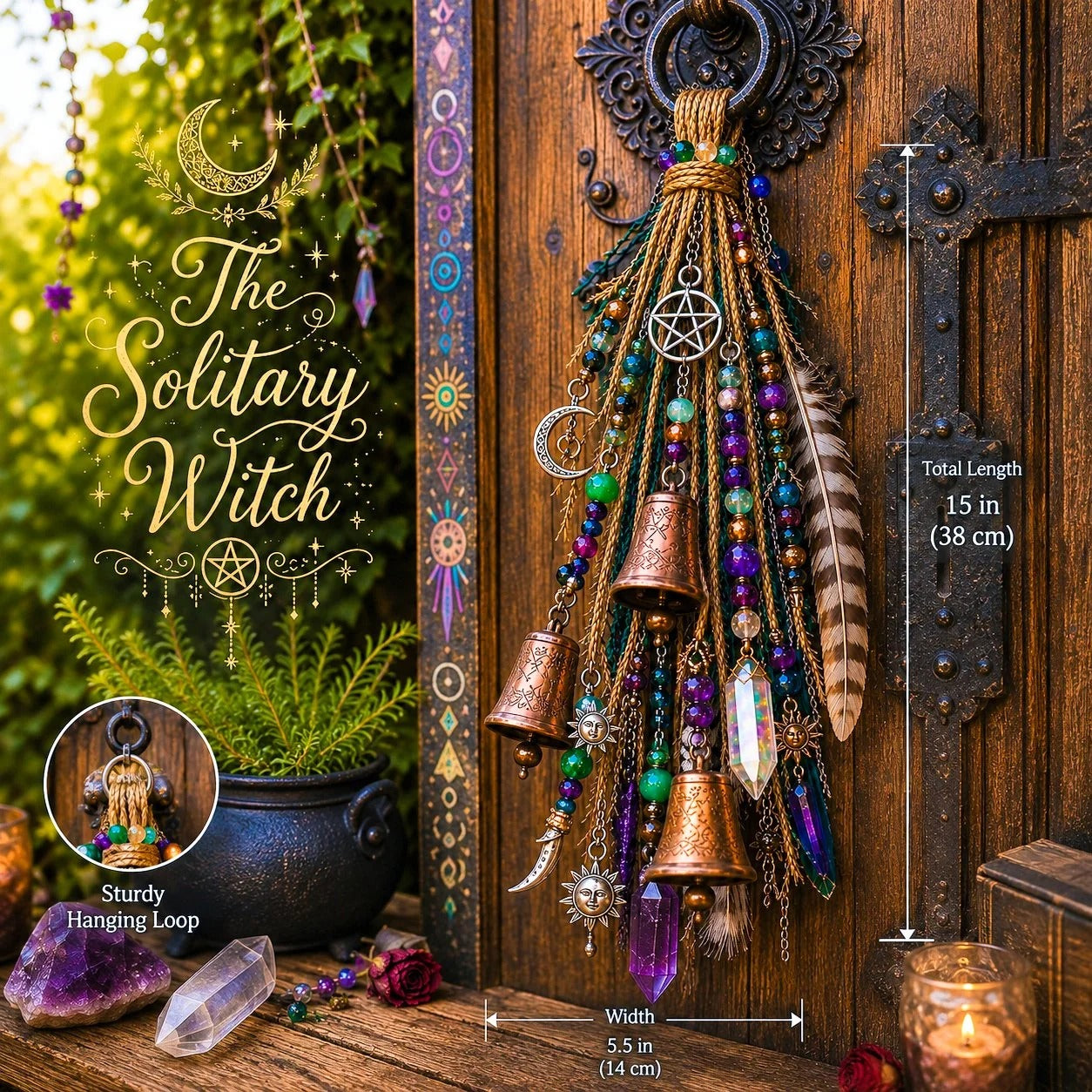 The Solitary Witch Celestial Crystal Bell Door Charm