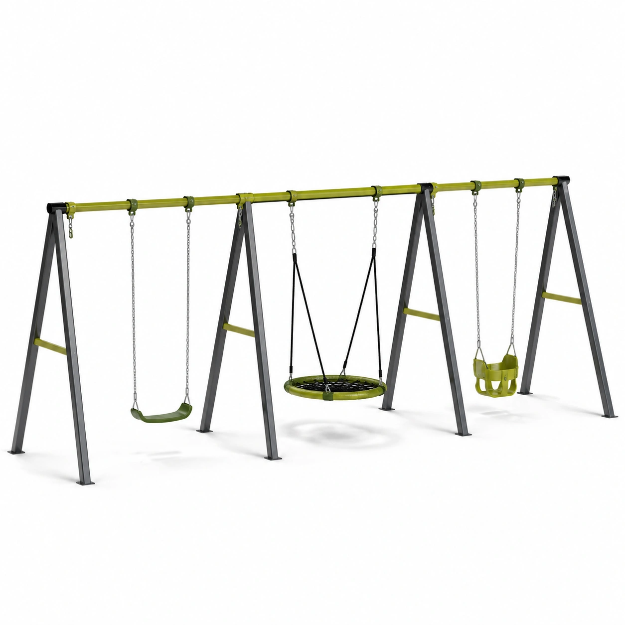 Columpio infantil metalico multiple con asiento nido