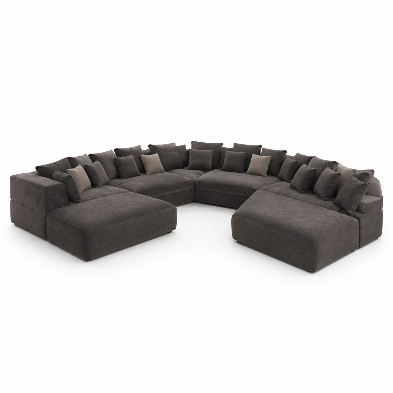 Sofa modular en U grande tapizado en tela gris oscuro