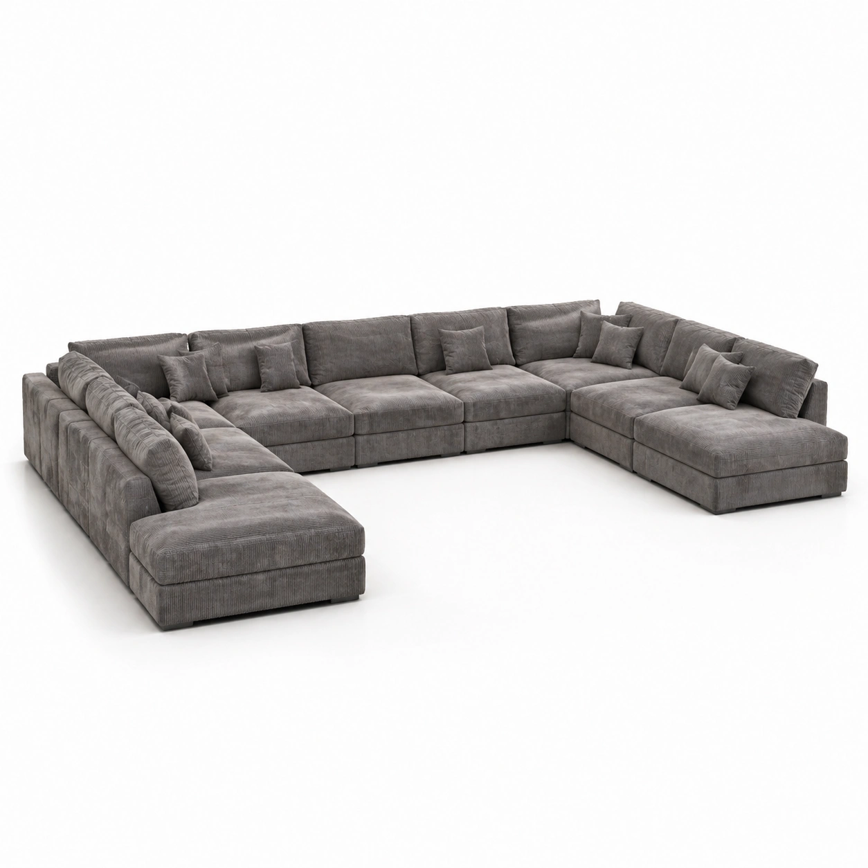 Sofa modular en U moderno tapizado en tela gris claro