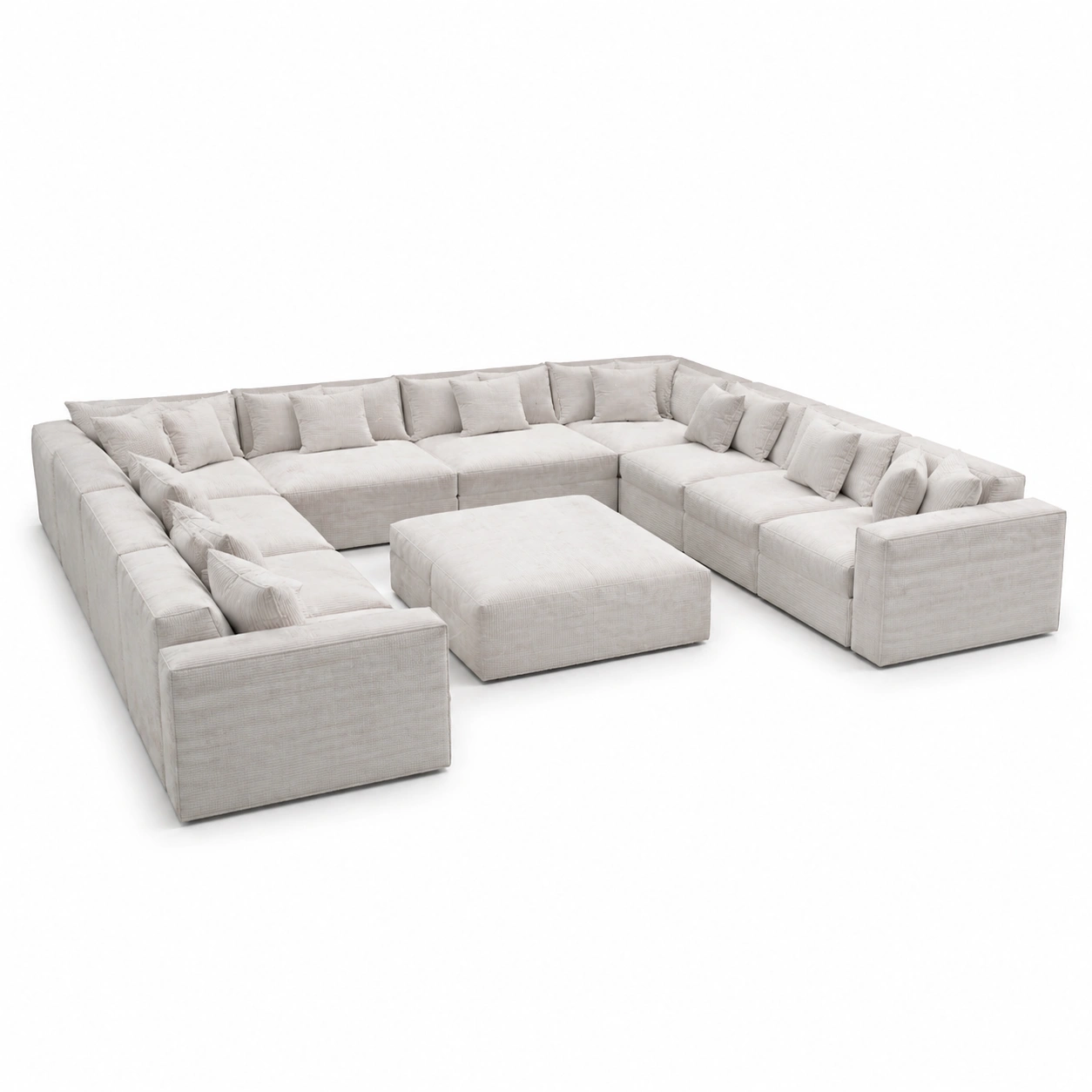 Sofa modular en U premium tapizado en tela blanca