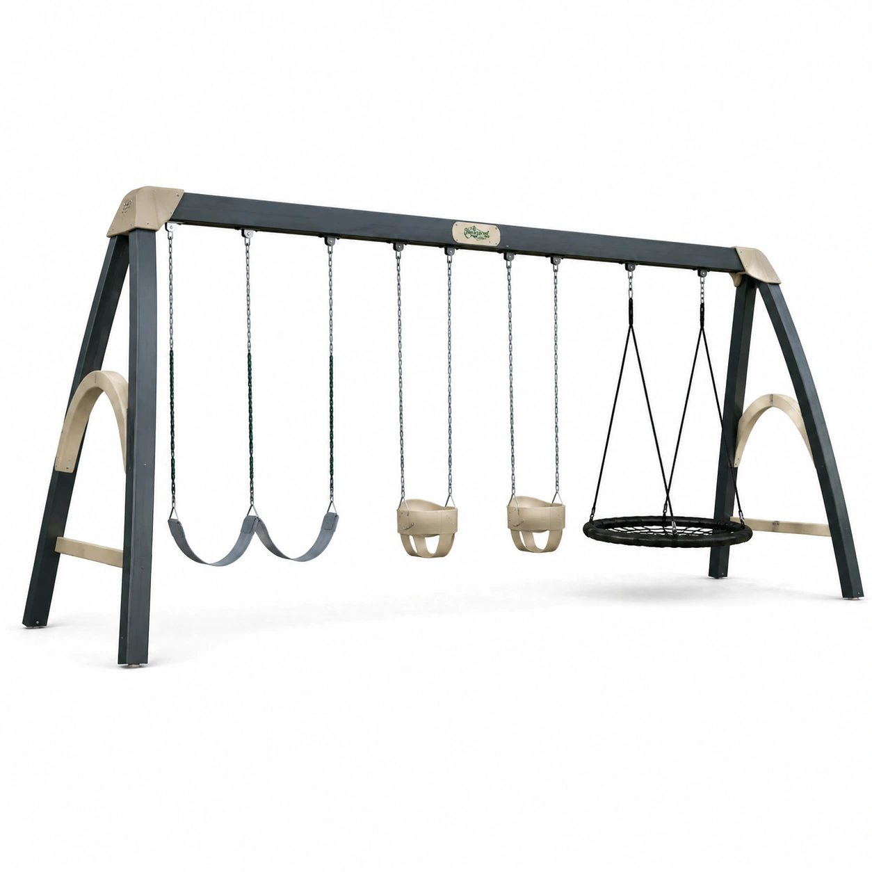 Columpio familiar grande con multiples asientos y estructura reforzada