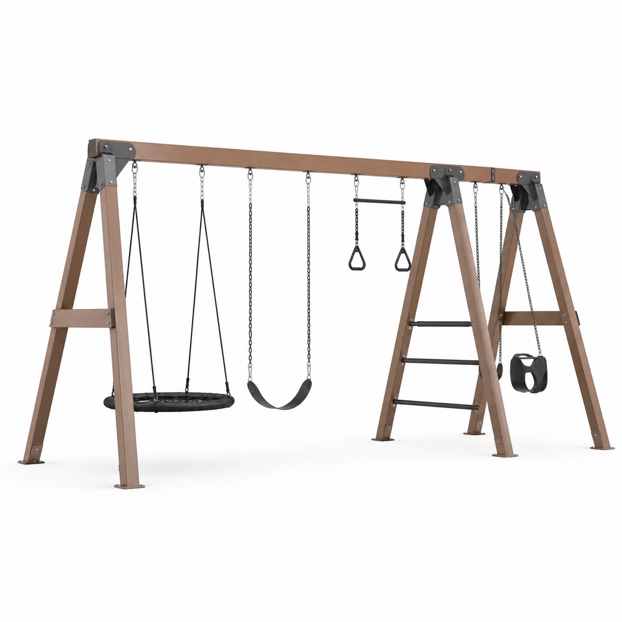 Columpio exterior con escalera y accesorios multifuncionales