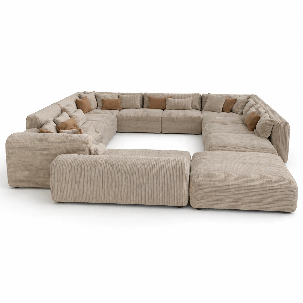 Sofa modular grande en forma U tapizado suave