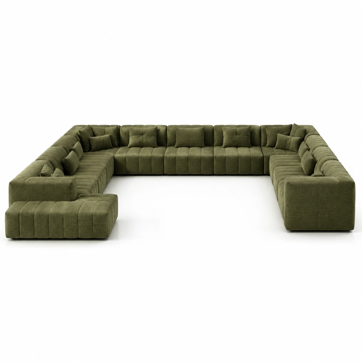 Sofa modular moderno en forma U con acolchado lineal