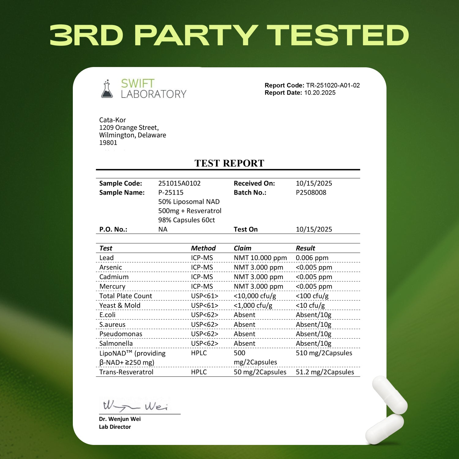 Cata-Kor NAD+ Advanced - NAD Supplement with Resveratrol