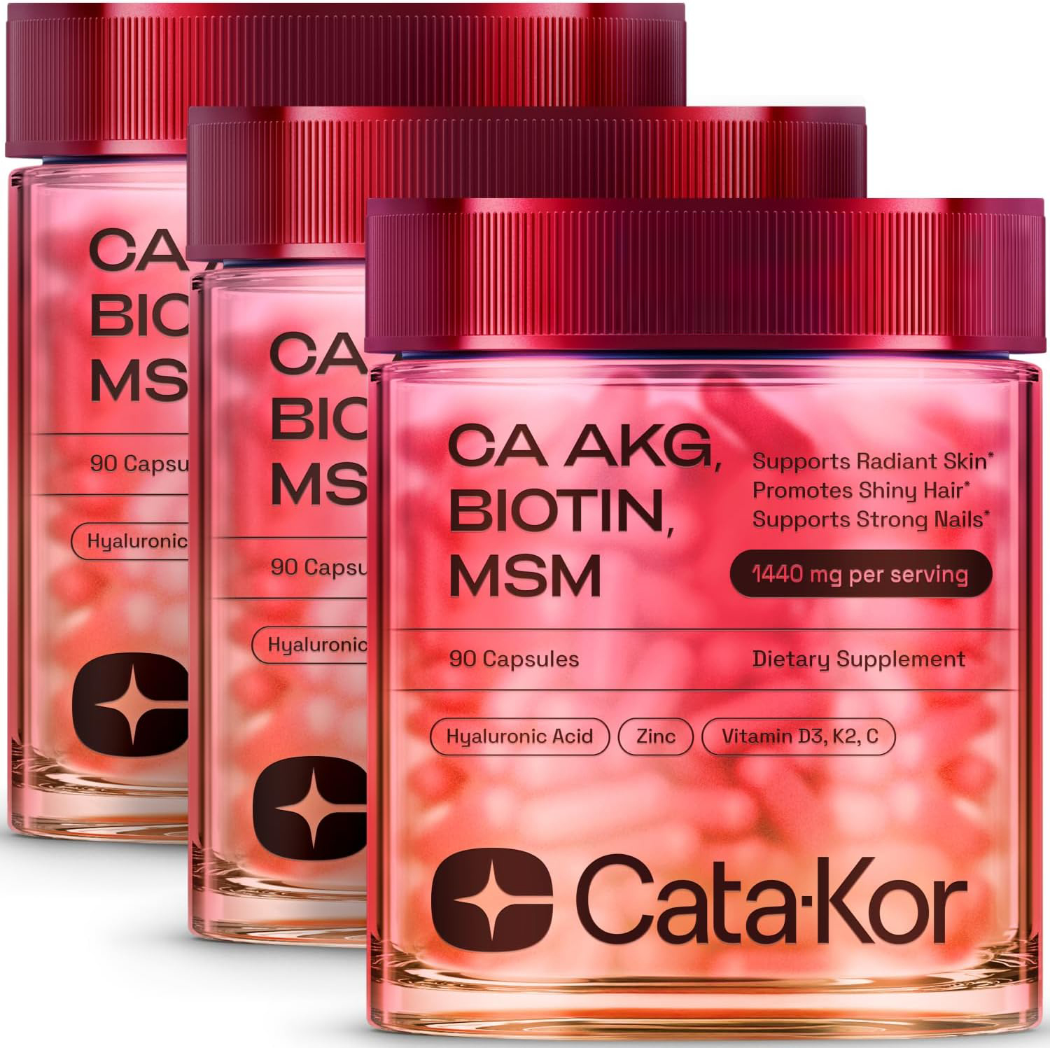 Cata-Kor Skin, Hair & Nails Supplement – Ca AKG, MSM, Hyaluronic Acid, Biotin