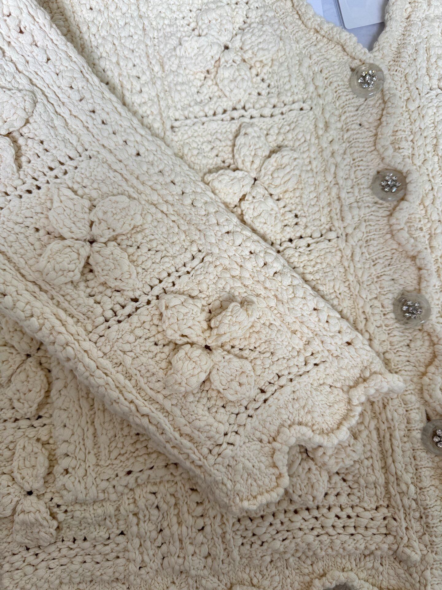 CHNEL Embossed Cropped Cardigan Sweater