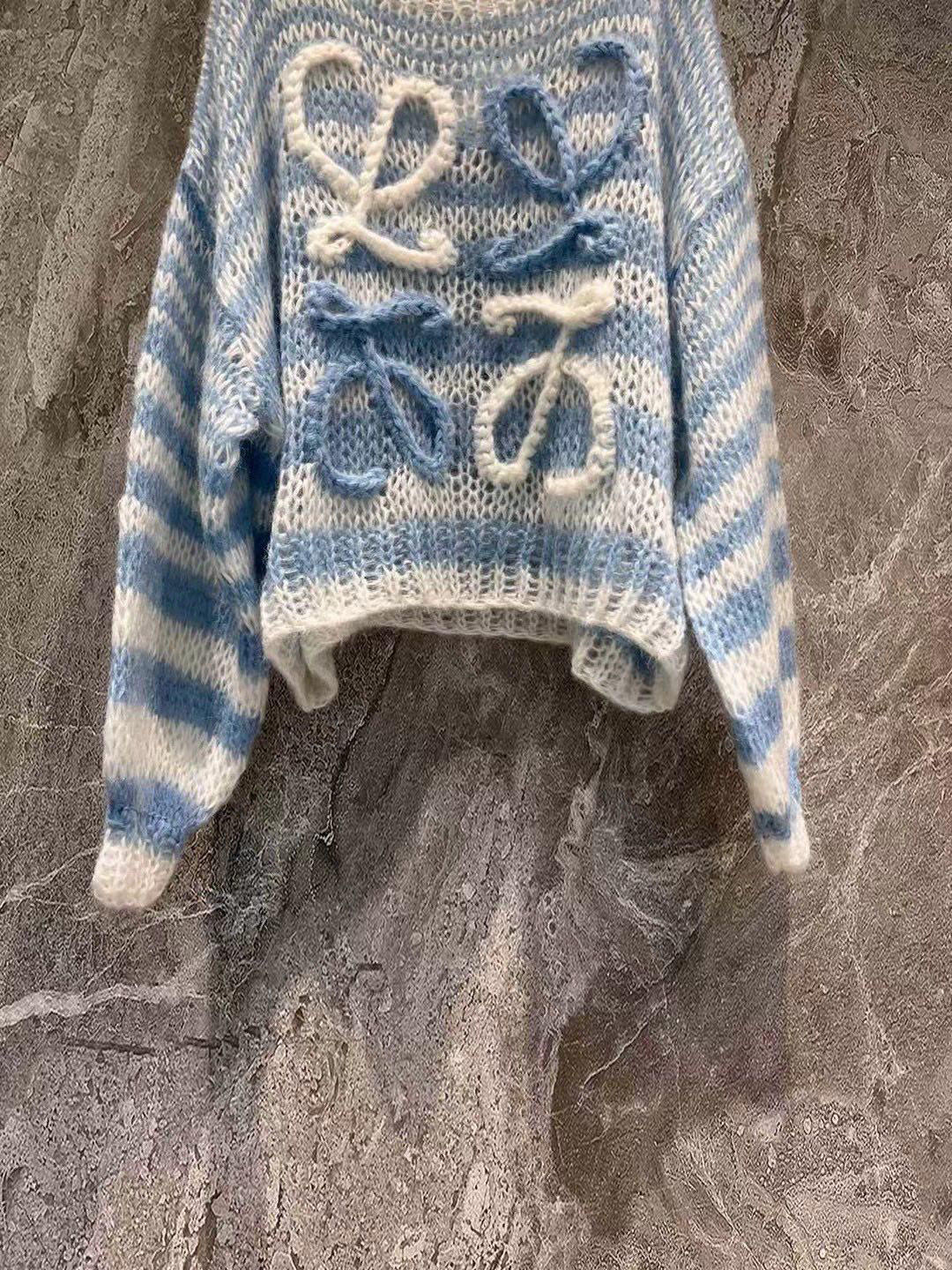 LOE Blue Seahorse Long Sleeve Sweater
