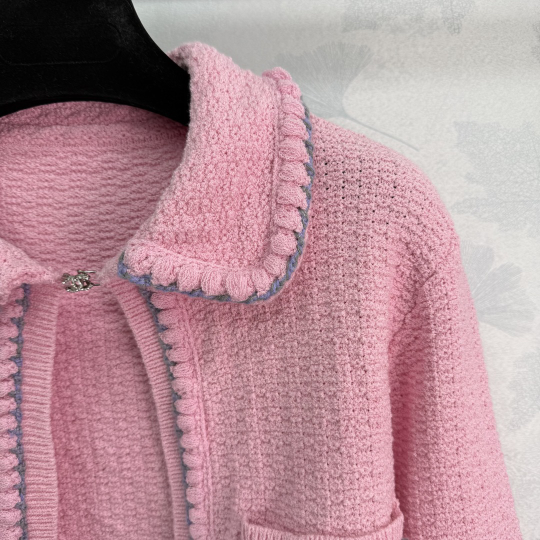 CHANE25SS Chain and Pearl Short Cardigan