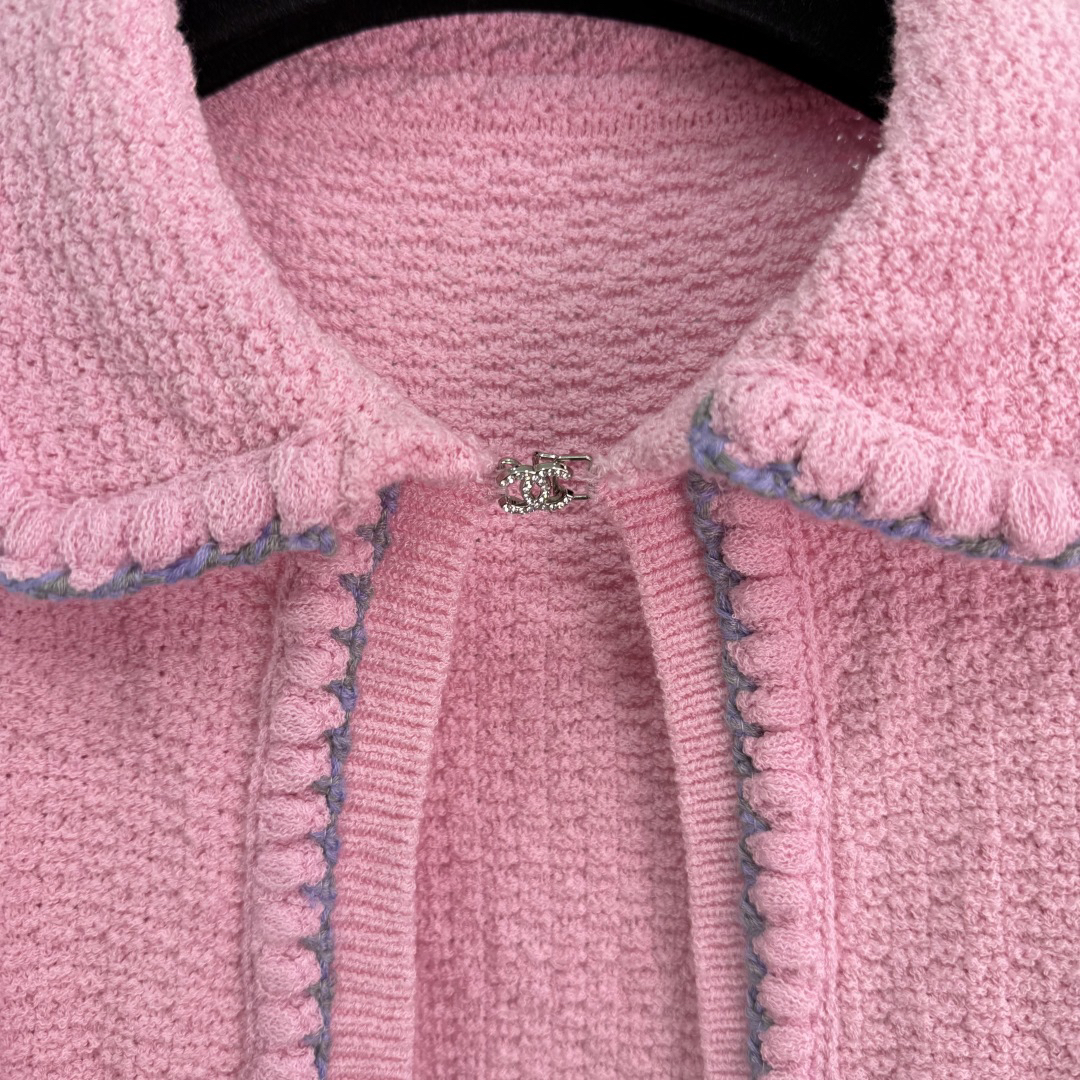 CHANE25SS Chain and Pearl Short Cardigan