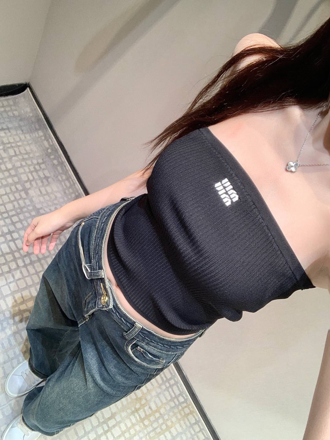 MIU25SS Monogrammed Jacquard Knit Sheath Tank Top