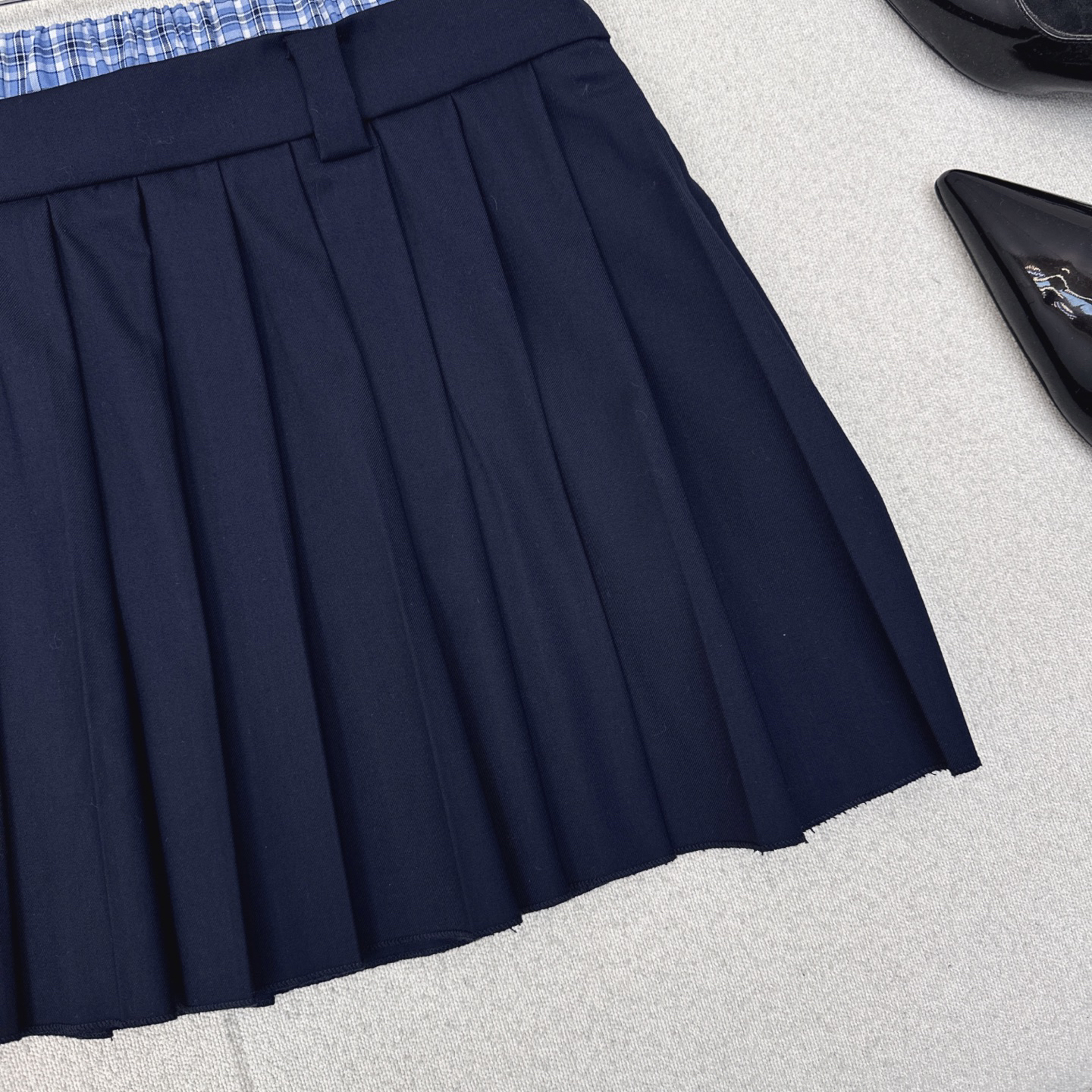 MIU25SS Patchwork Checkered Skirt