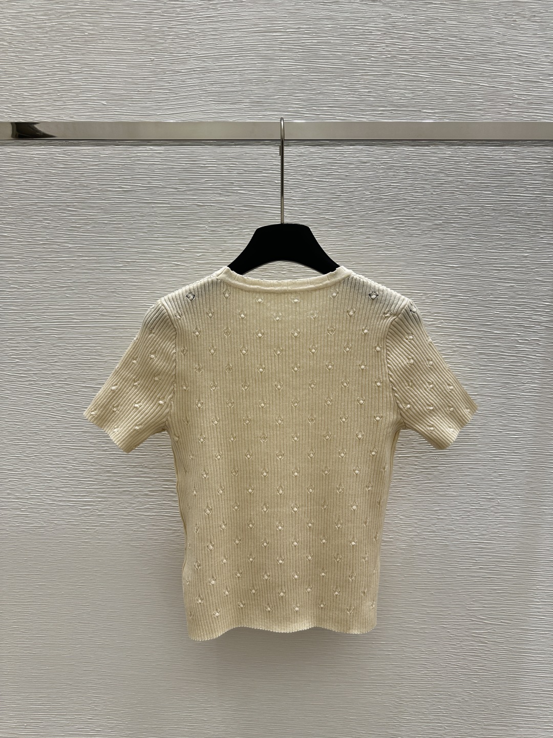 CHANE round neck polka dot knit short sleeve