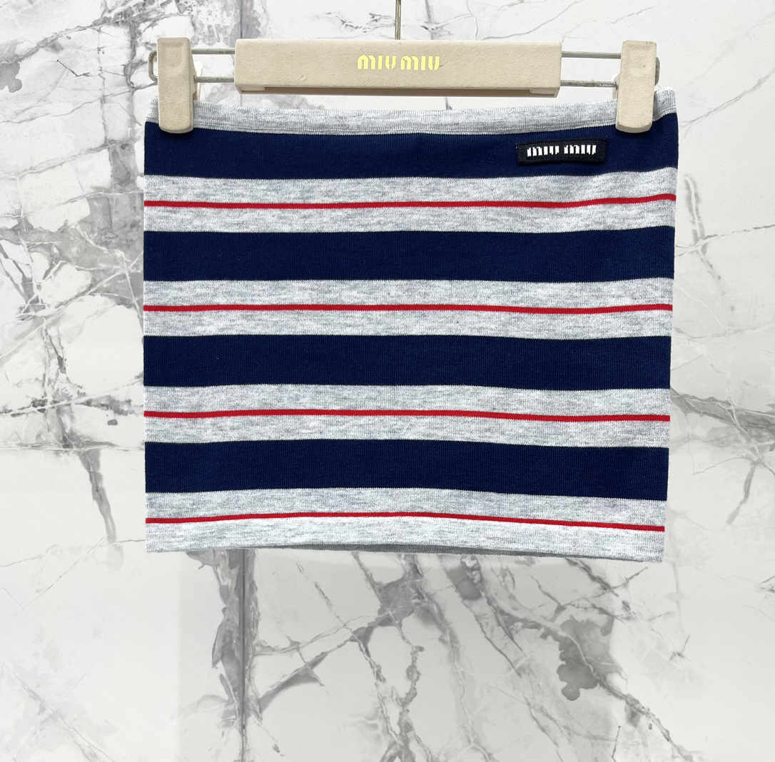 MIU25SS Monogrammed Jacquard Stripe Layered Sheath