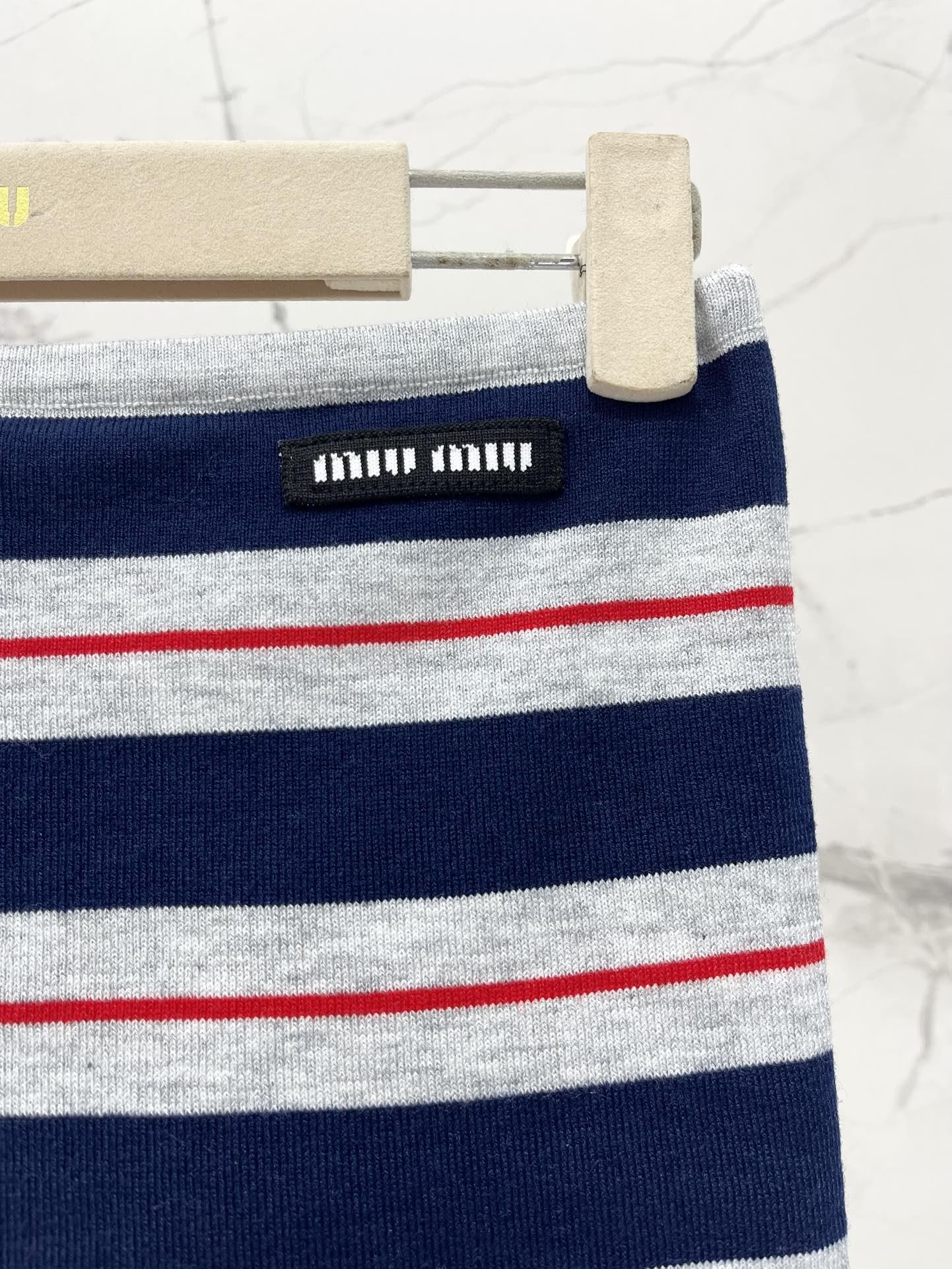 MIU25SS Monogrammed Jacquard Stripe Layered Sheath
