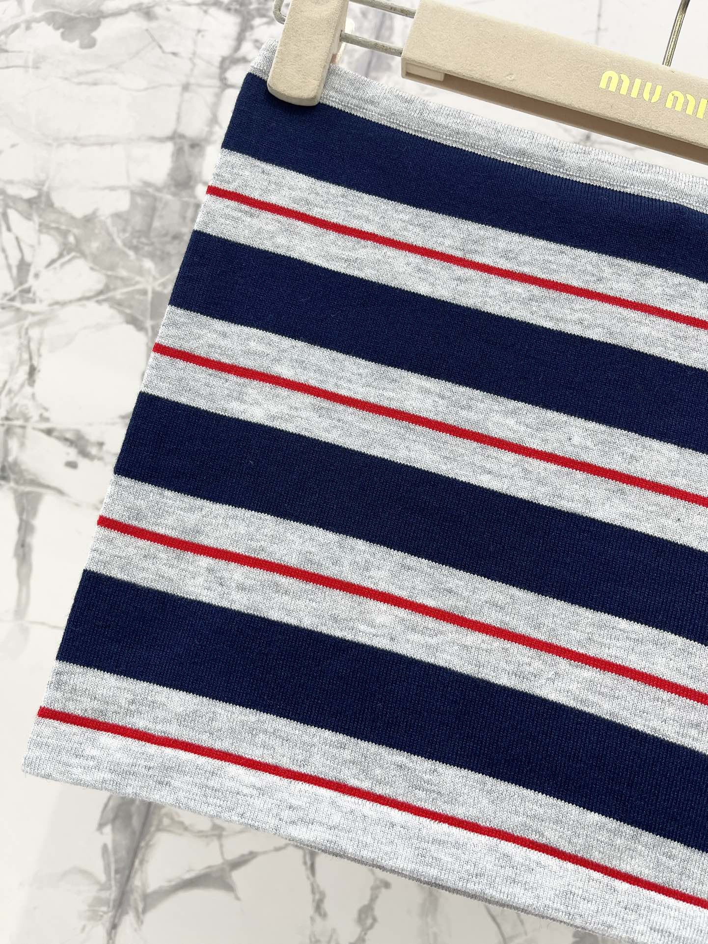 MIU25SS Monogrammed Jacquard Stripe Layered Sheath