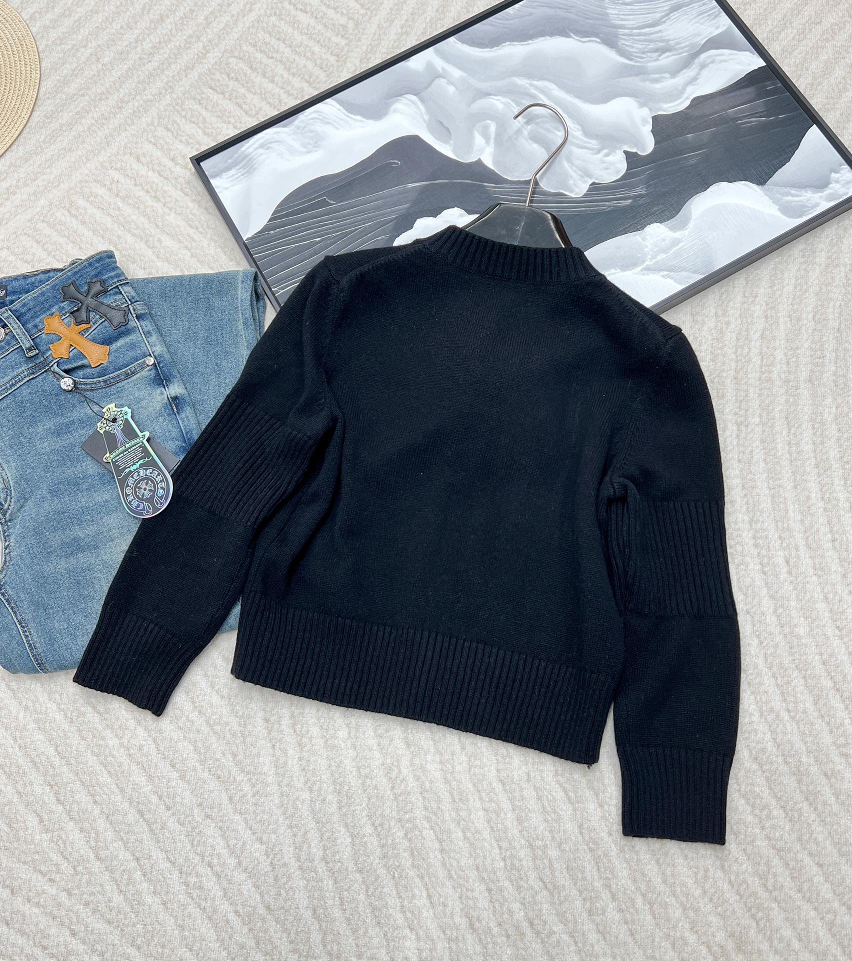 CHNEL Black Double C Button Cashmere Cardigan