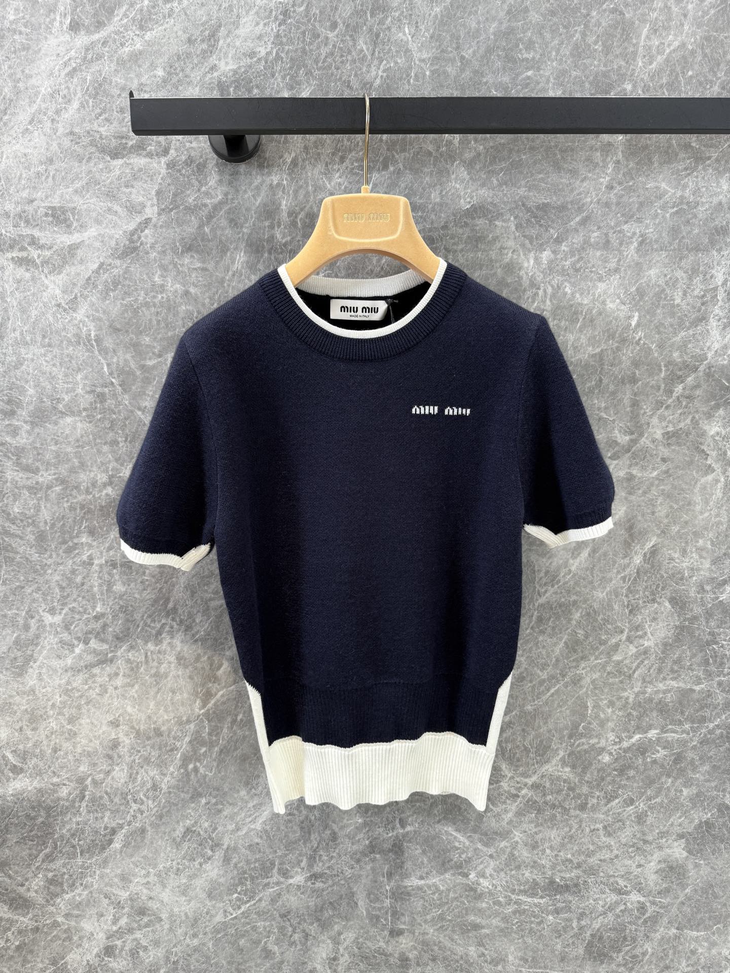 Miu False Two Piece Knitted Cashmere Short Sleeve