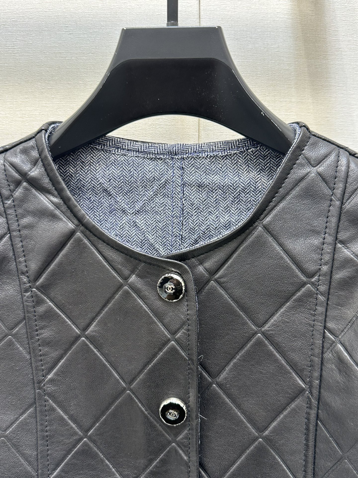 CHNEL Big Stock Black Leather Jacket