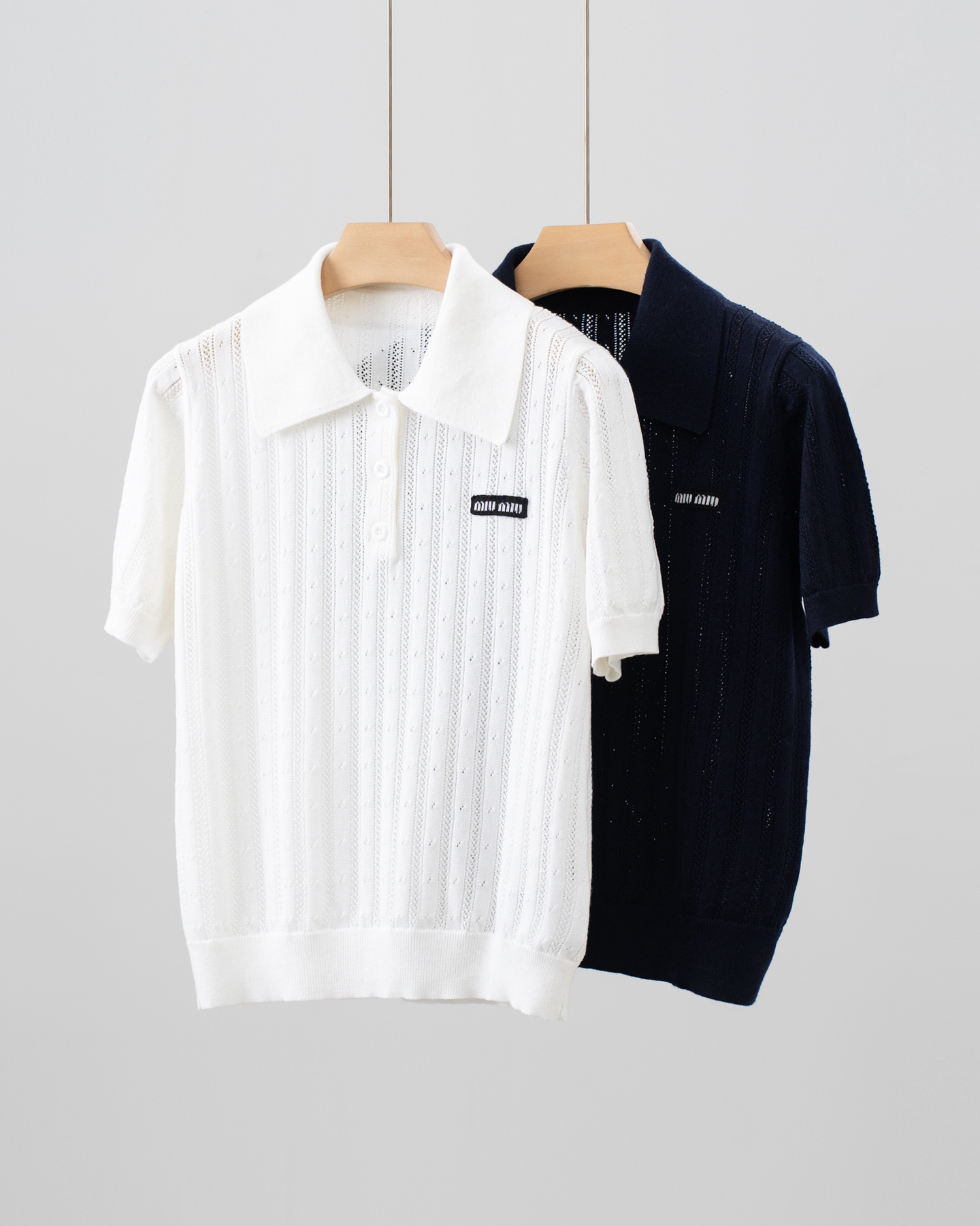 MIU25SS Wool Short Sleeve Polo Shirt