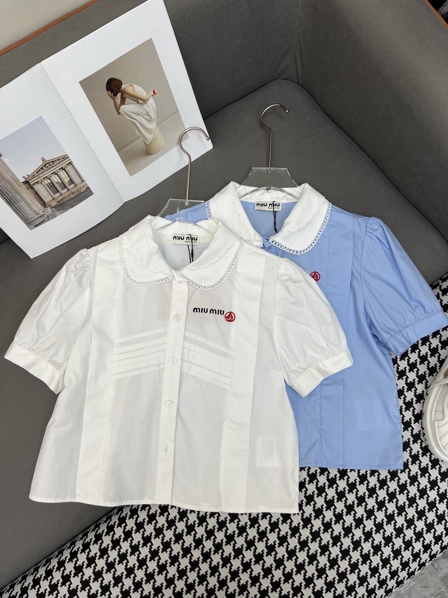 MIU25SS Bubble Sleeve Lace Collar Shirt