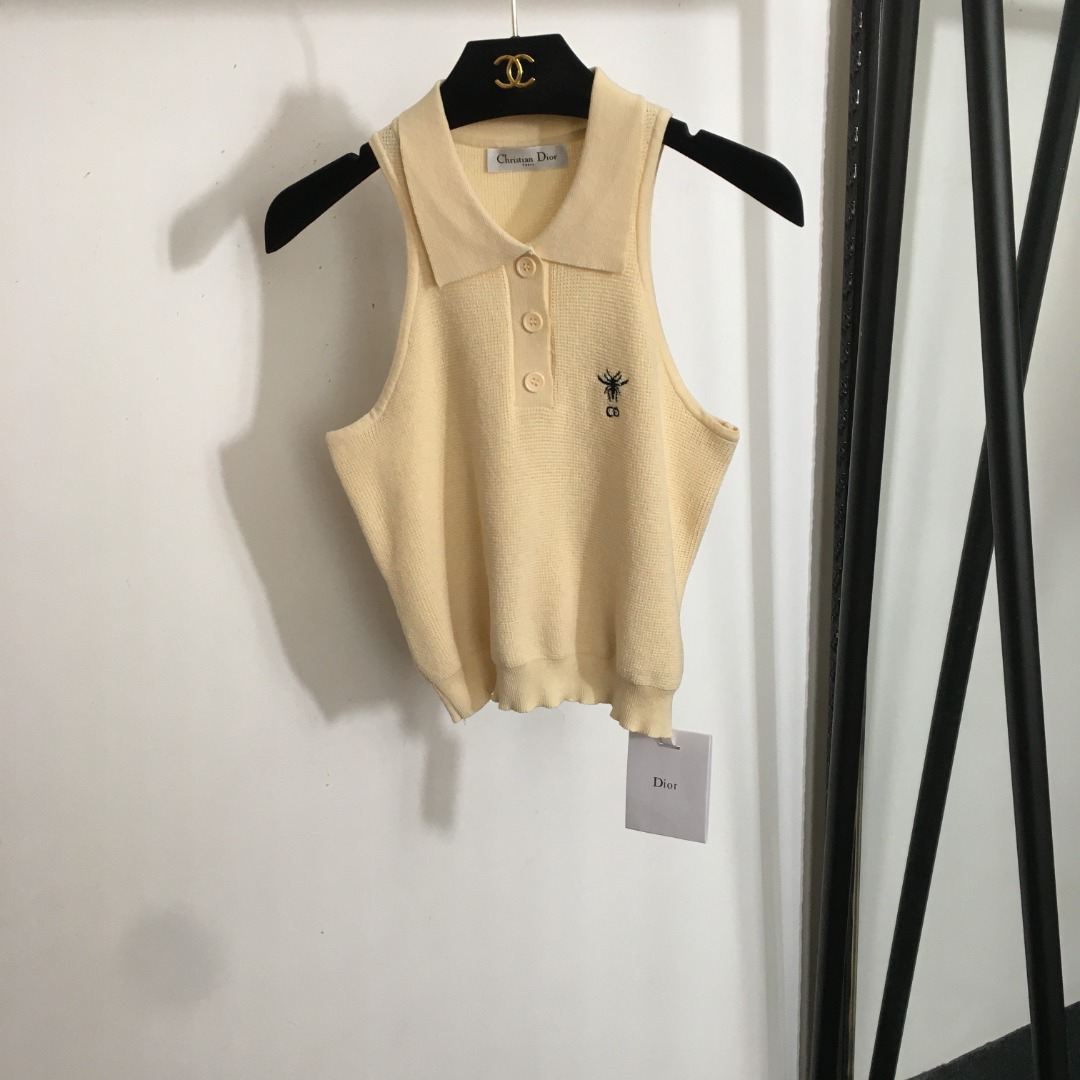 DIO25SS Embroidered Lapel Tank Top Shorts Set