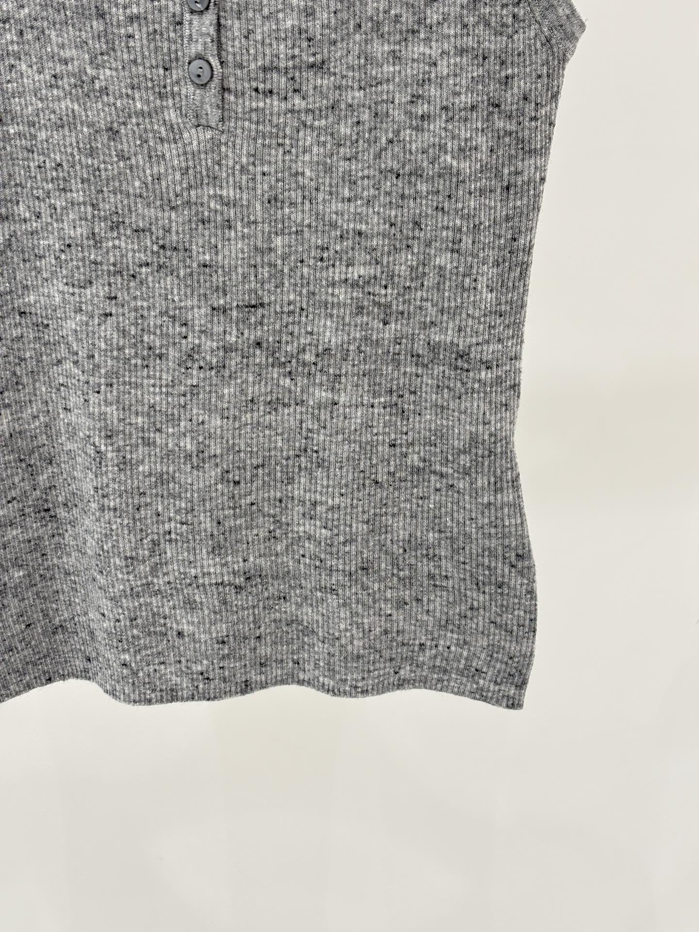 MIU25SS round neck letter logo patch simple lace tunic knit two-piece set