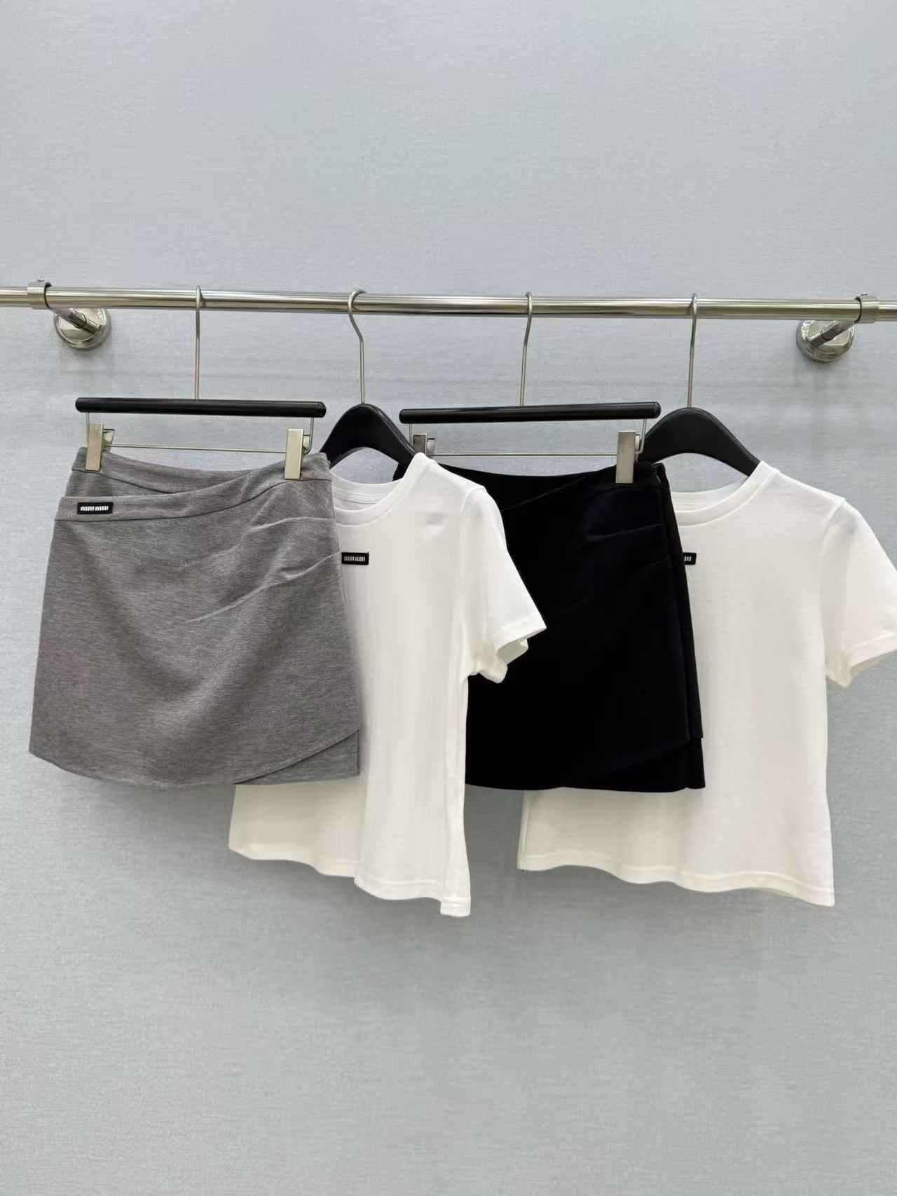 MIU Sleek Black A - Line Mini Skirt