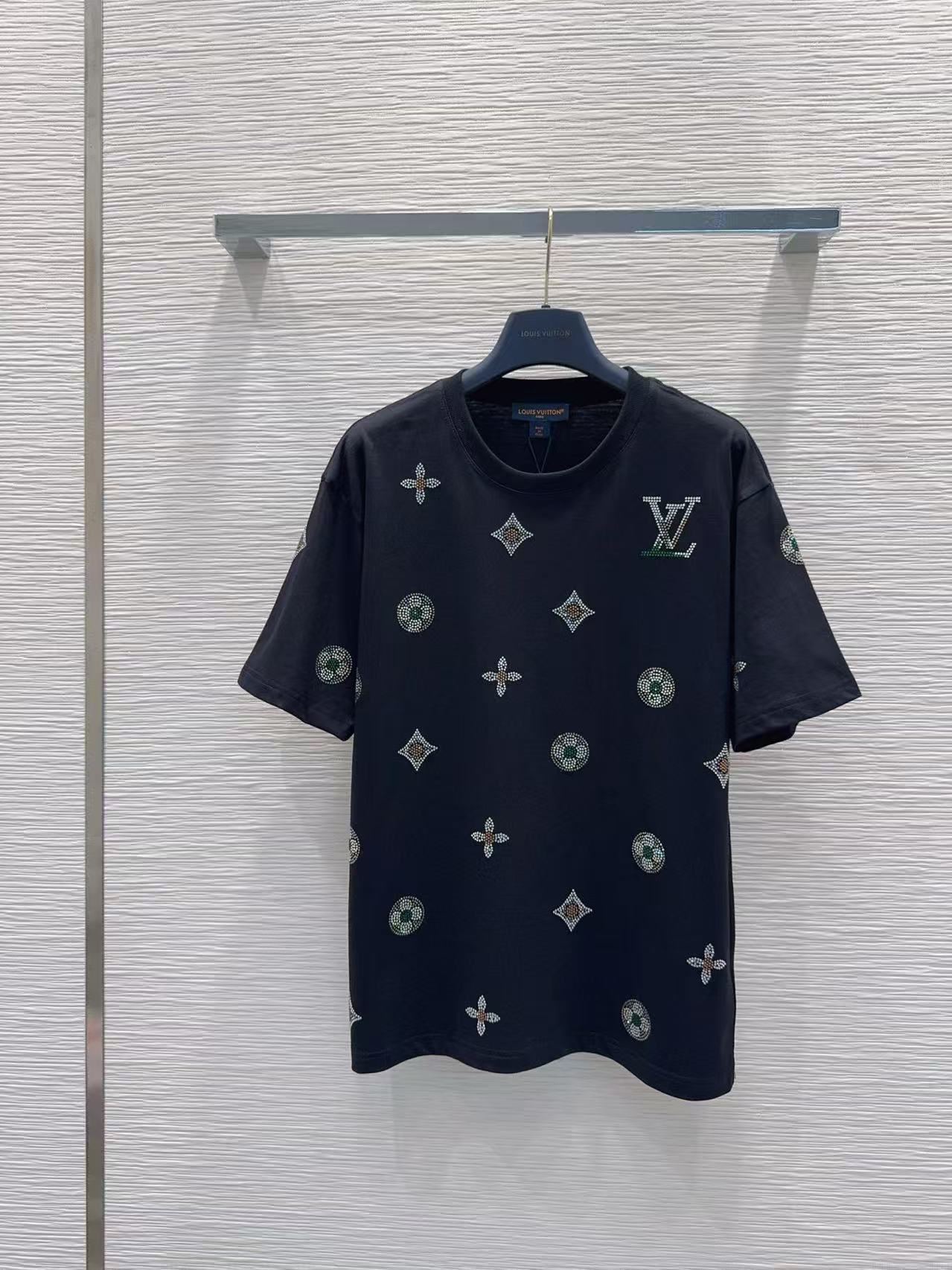 LV Star-Rhinestone Monogram Short-Sleeve T-Shirt.