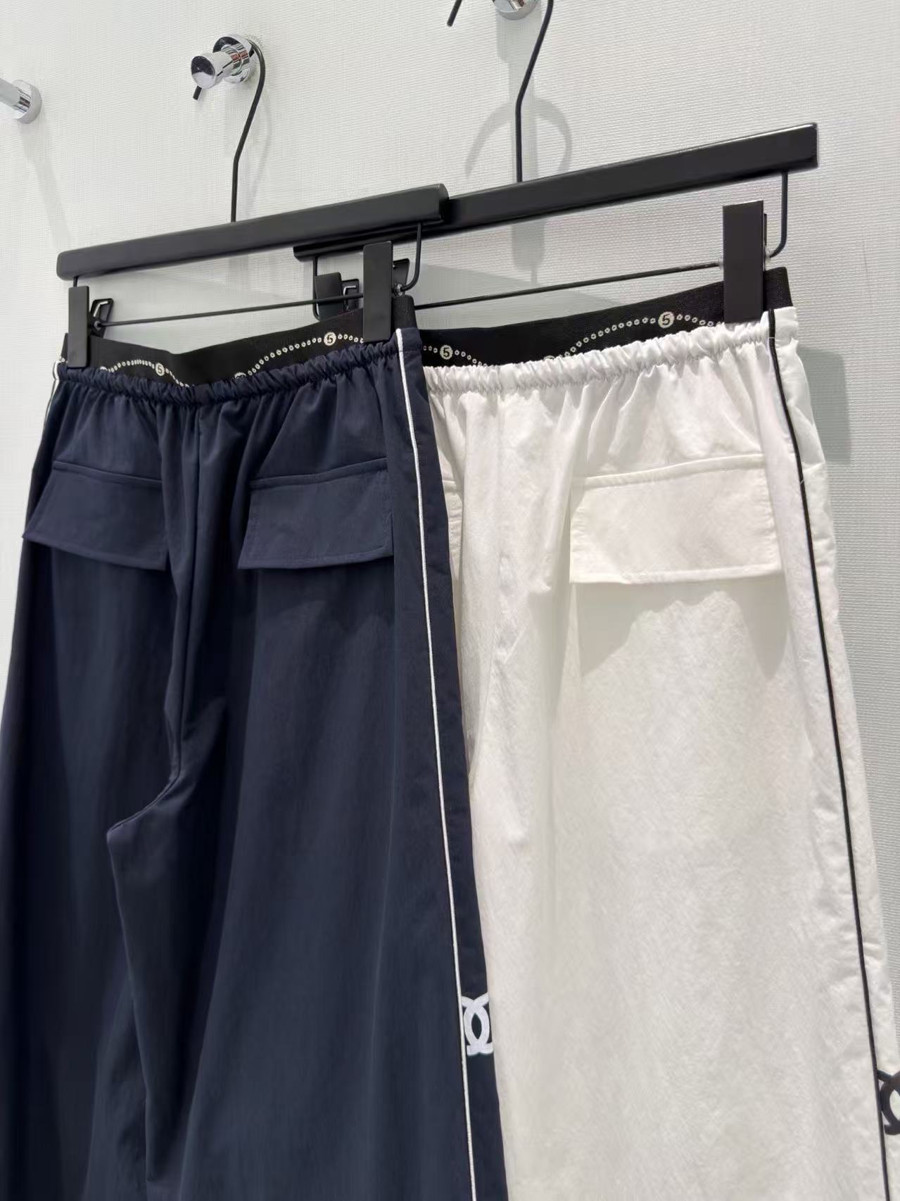 CC Double-C Webbing Elastic-Waist Cargo Wide-Leg Pants