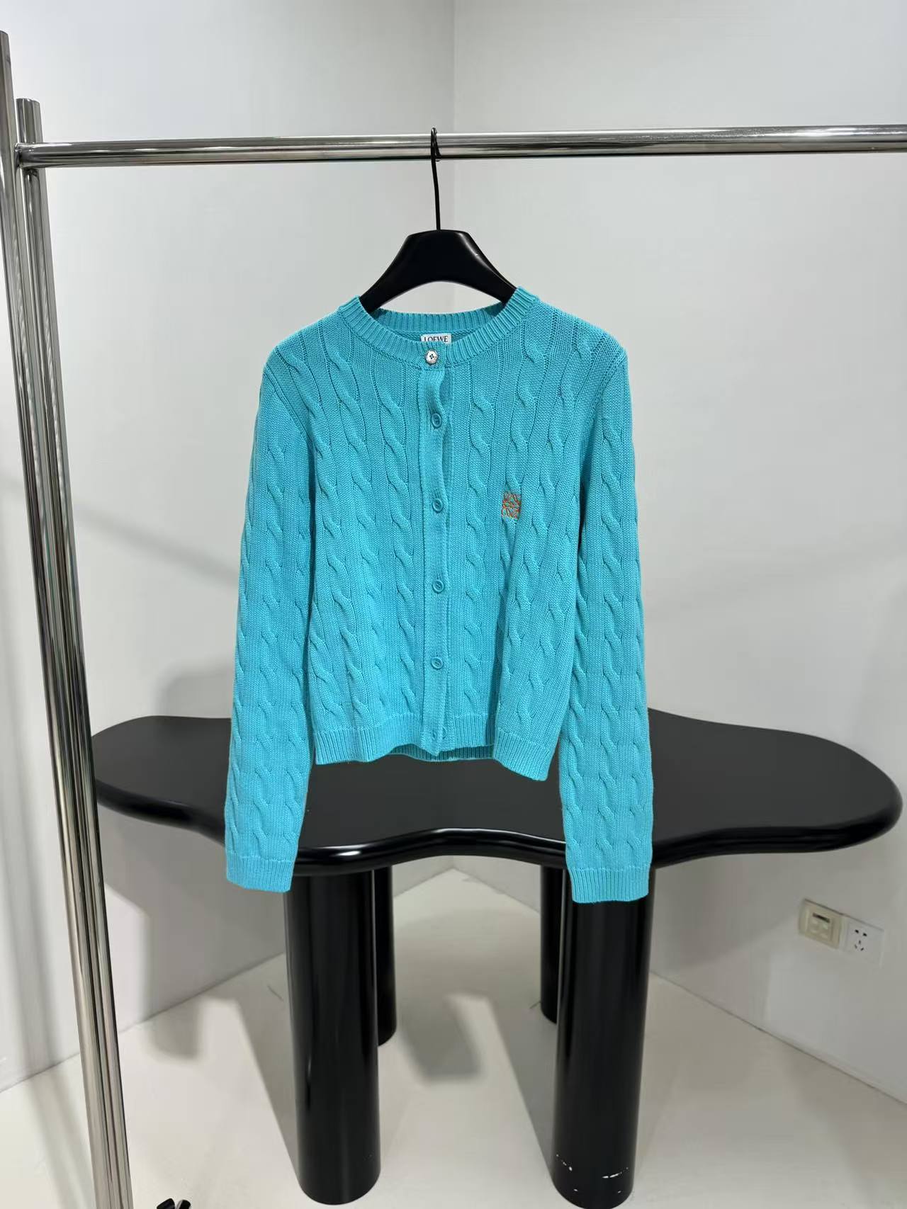 LEW 25SS Embroidered Fried Dough Twists knit cardigan