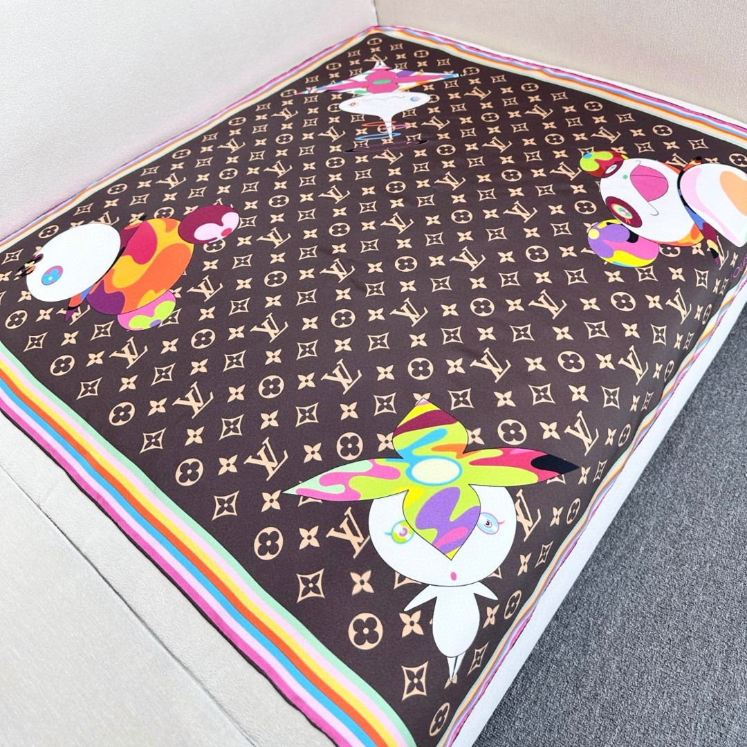 Louis Vuit 90x90cm Silk Reversible Same Colour Scarf