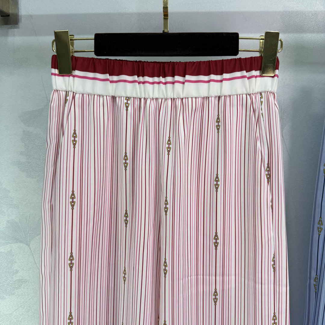 GUCC25SS Striped High Waist Straight Leg Pants