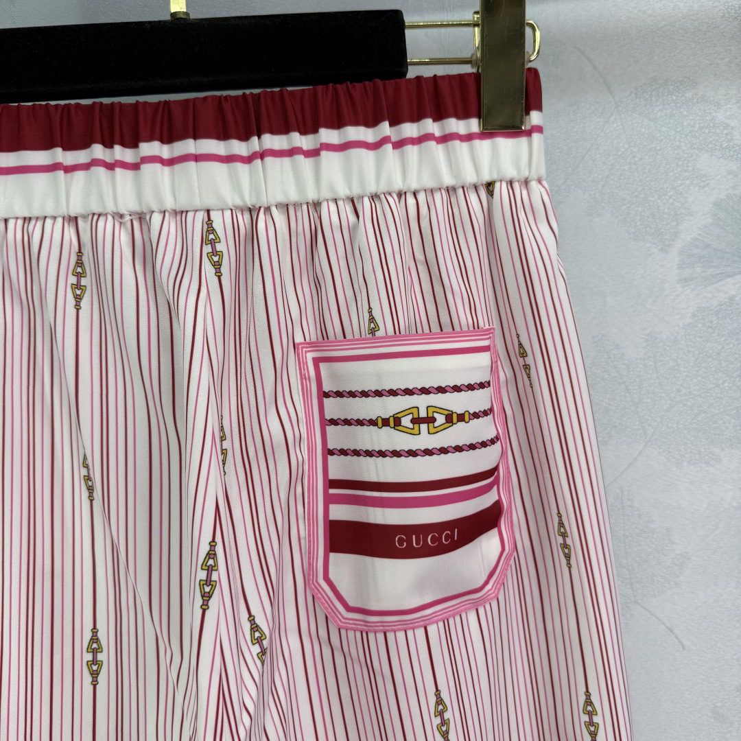 GUCC25SS Striped High Waist Straight Leg Pants