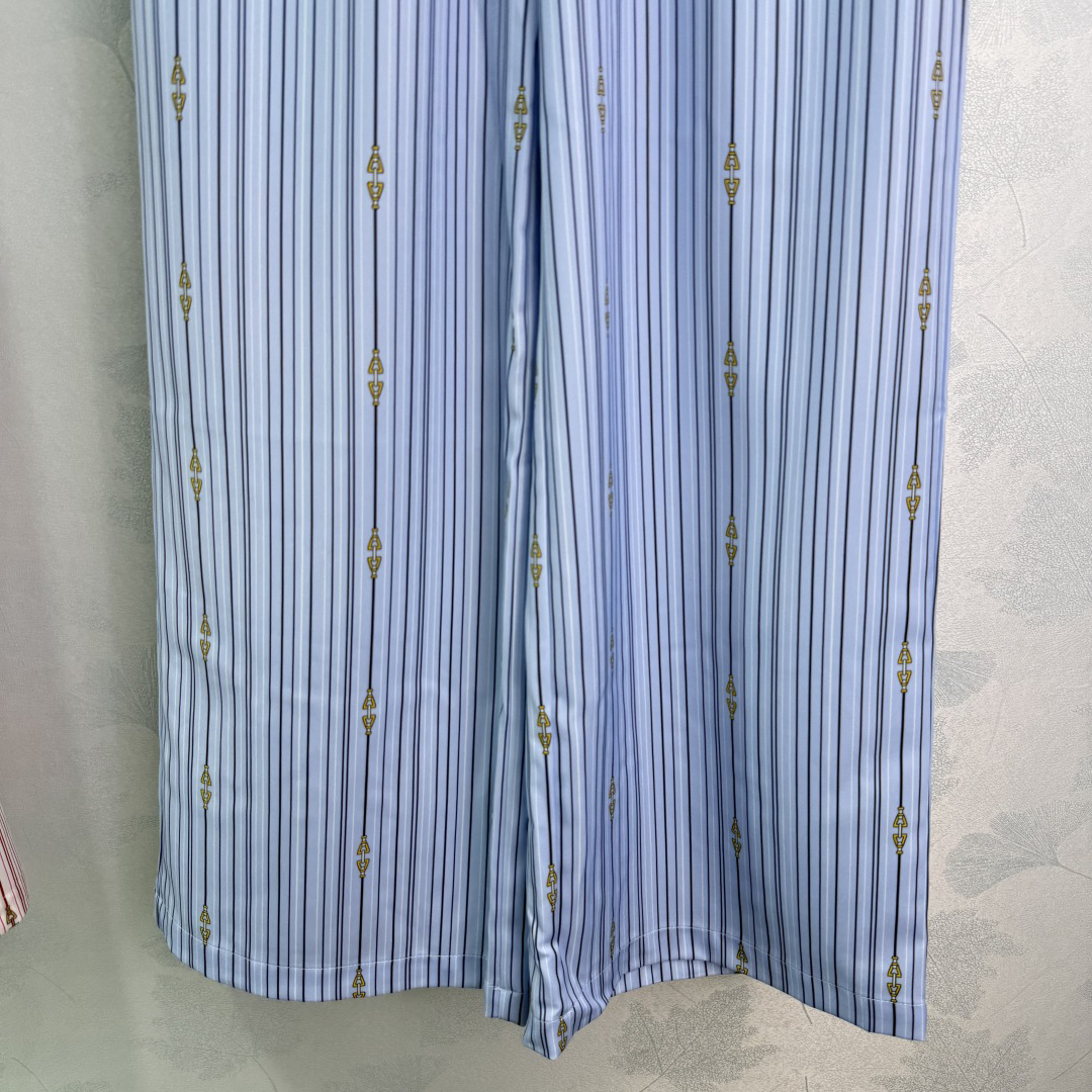 GUCC25SS Striped High Waist Straight Leg Pants