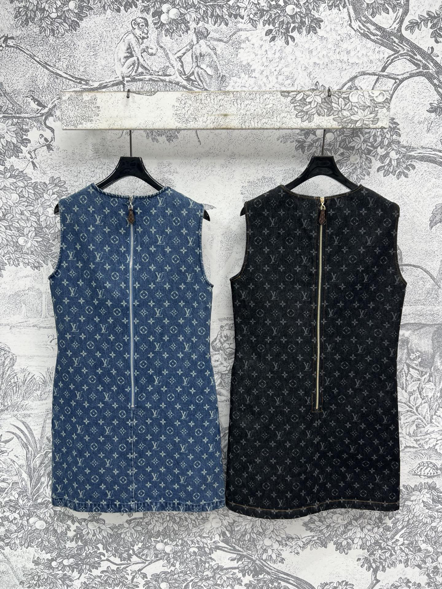 LU25SS Old Flower Denim Vest Dress