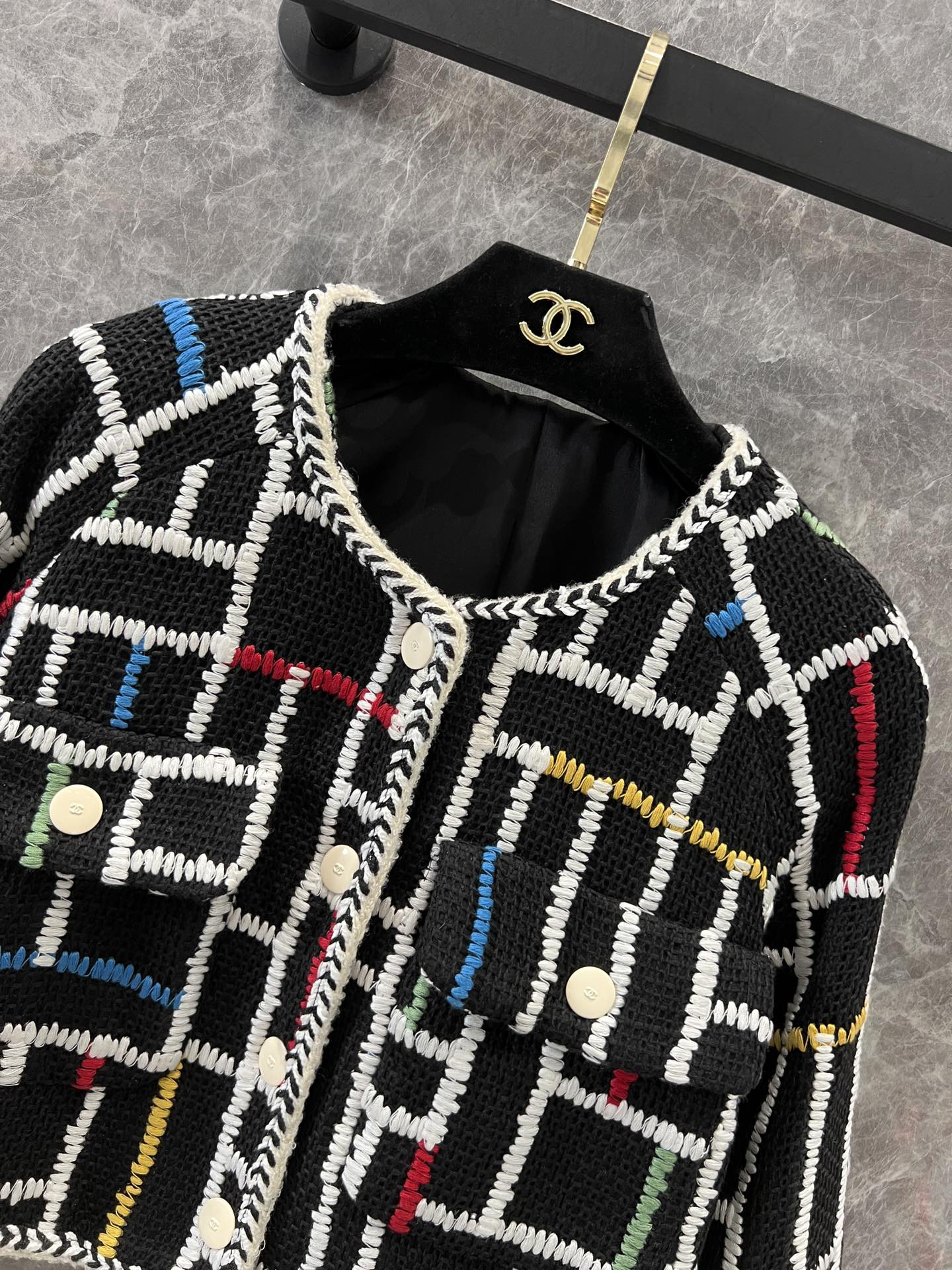 CHANE25SS colorful striped chambray jacket