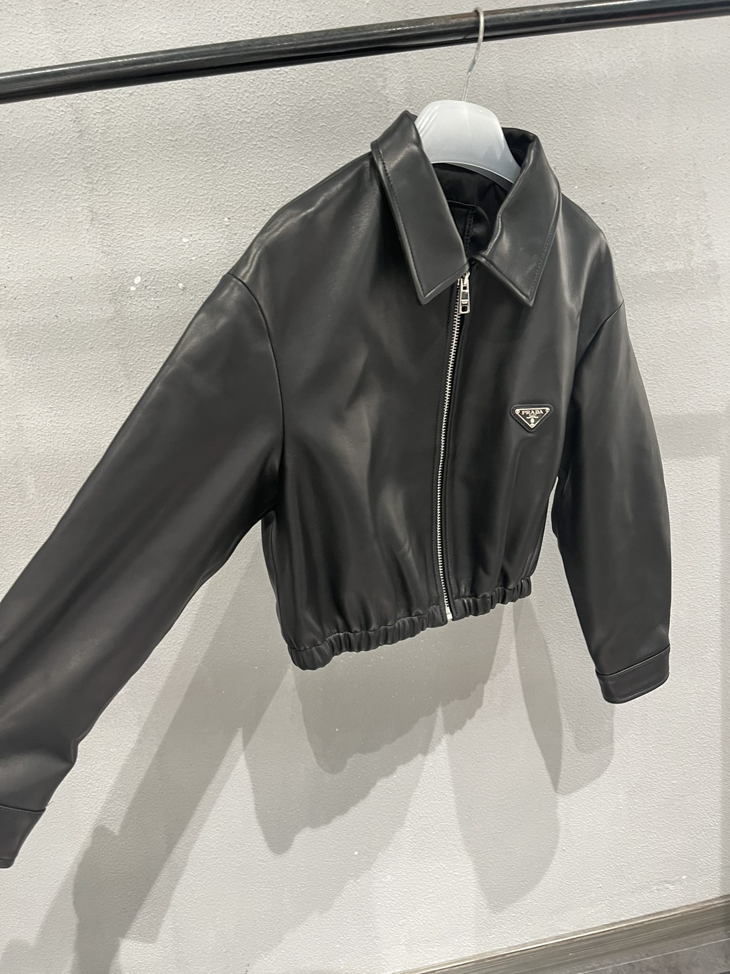 PRAD sheepskin wide version short baseball jacket