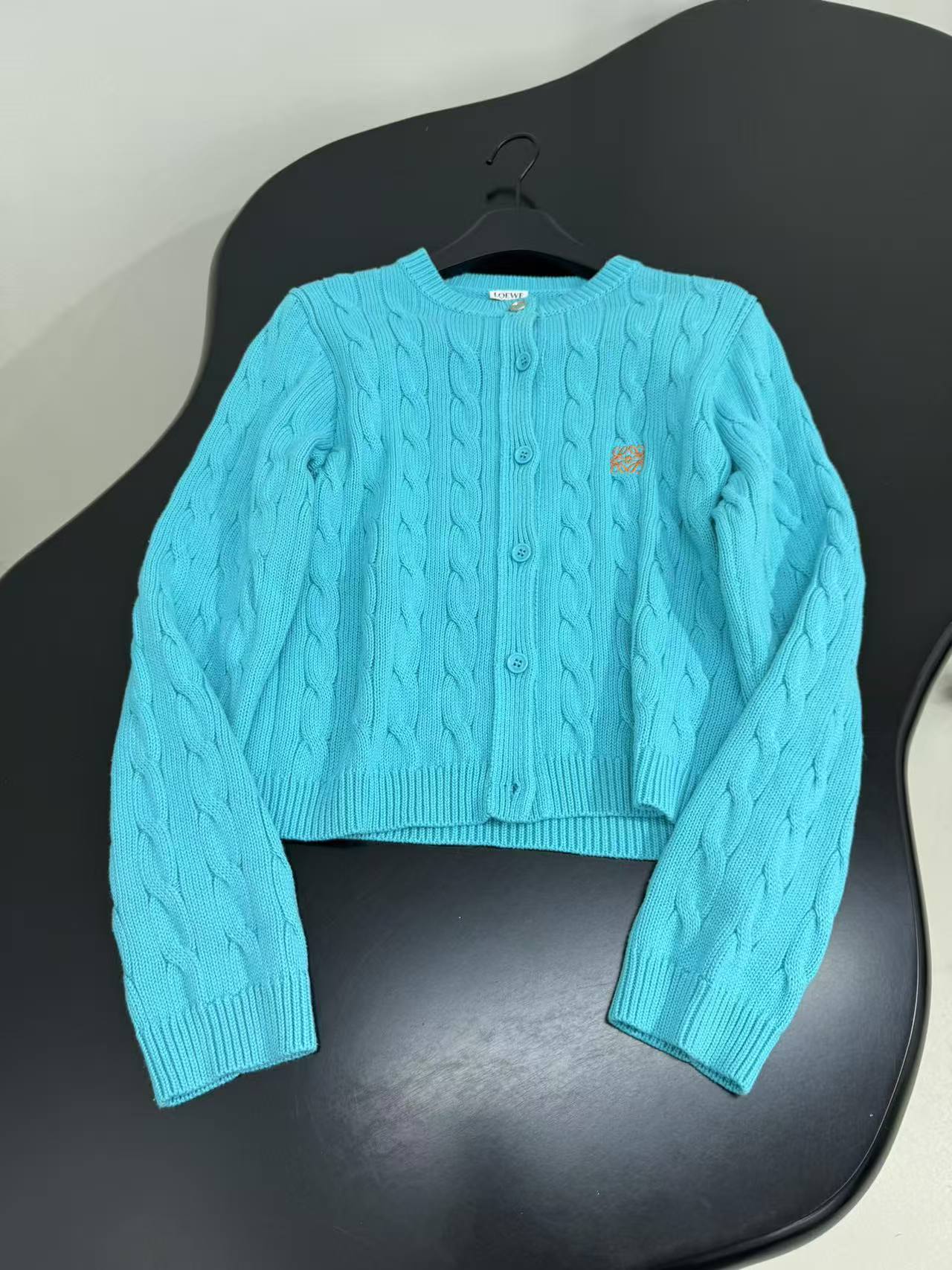 LEW 25SS Embroidered Fried Dough Twists knit cardigan