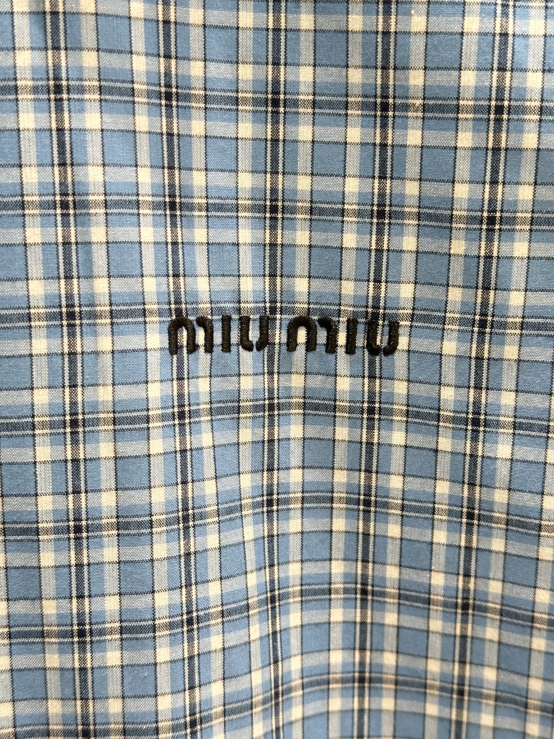 MIU25SS Lapel Check Shirt Dress