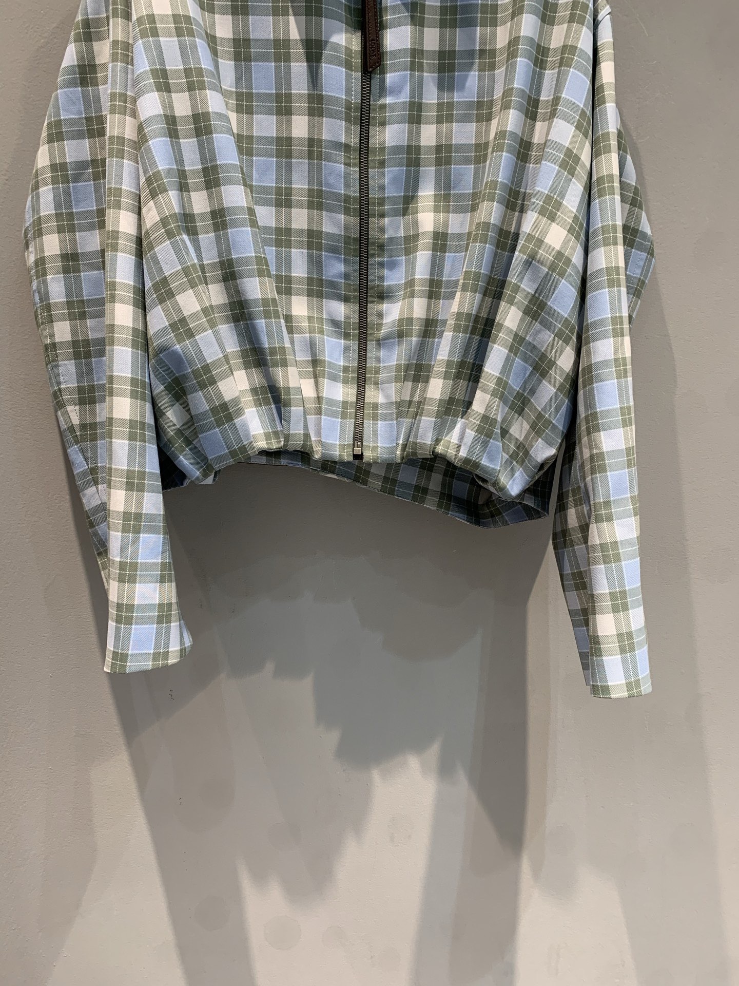 LEW 2025SS Wrinkled leather tag plaid jacket