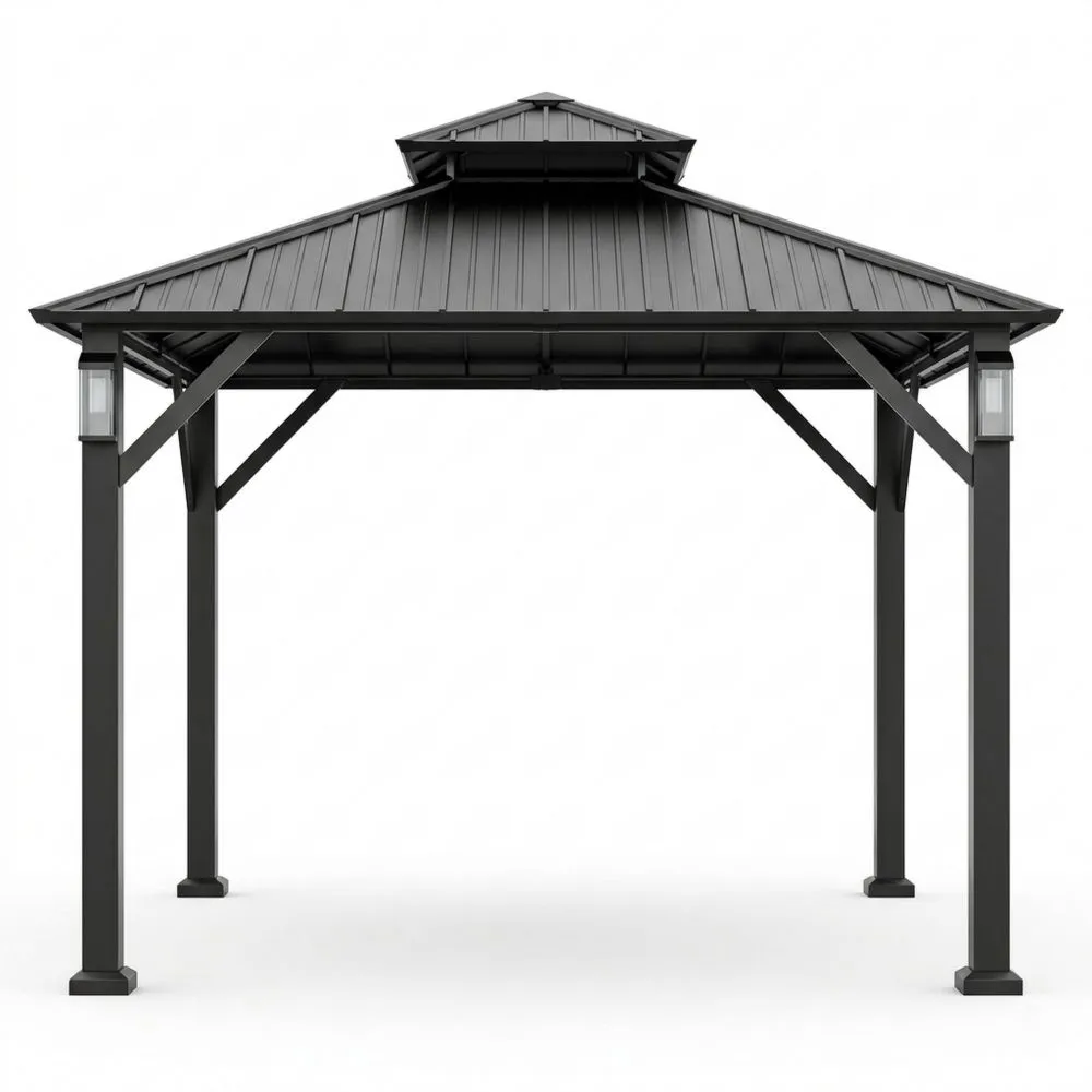 Pavillon Rechteckig Anthrazit Stahl, 398x298cm(L × B)-Retrovillaeu