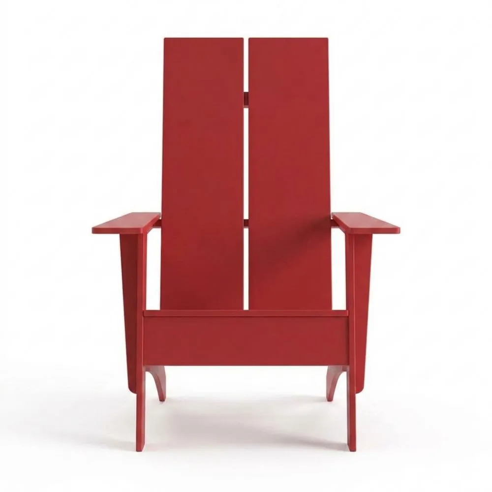 Roter Holzstuhl für Außenbereich