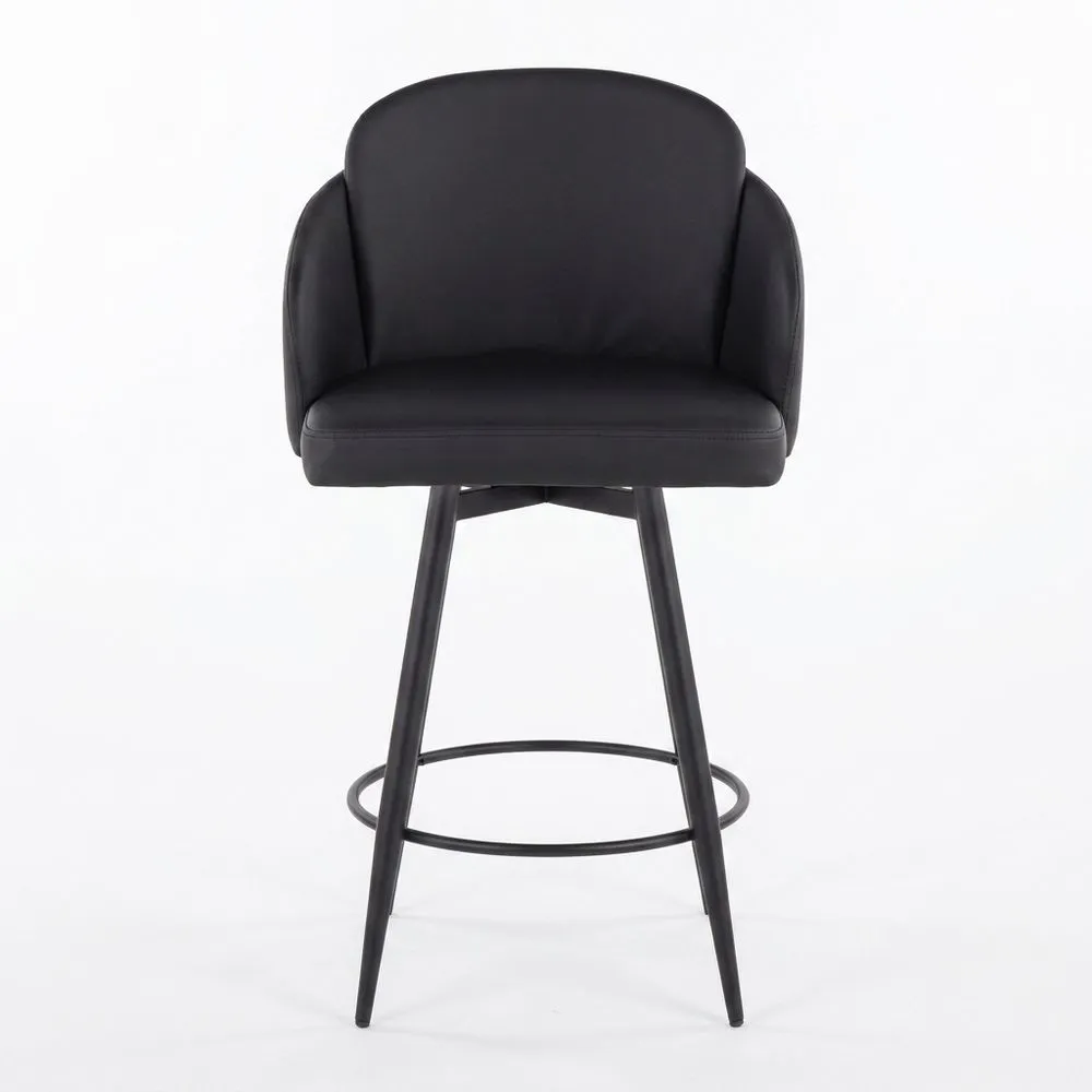 Barhocker Stahl Kunstleder Schwarz Drehbar 105 cm